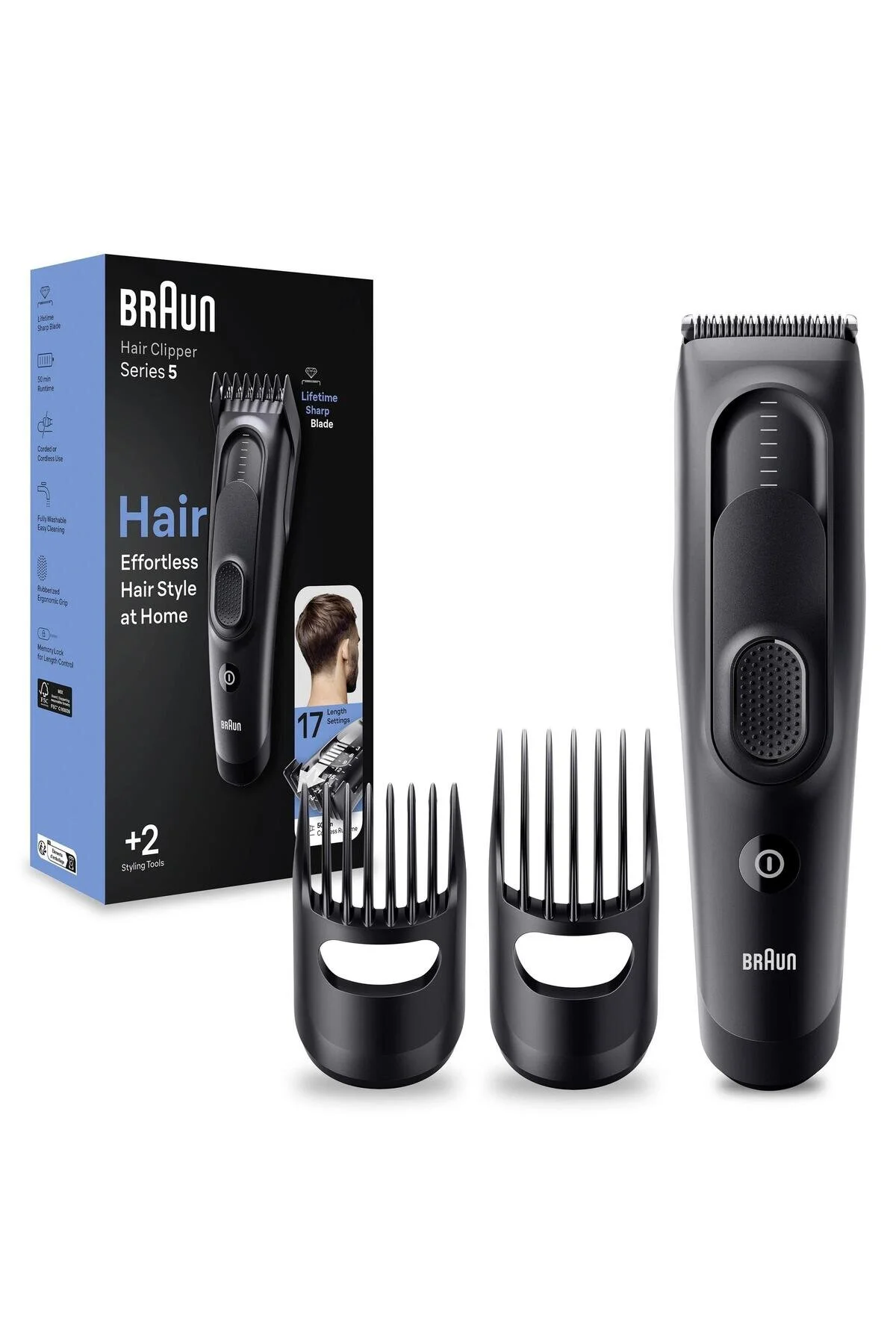 ماشین اصلاح مردانه سری 5 HC5330 17 تنظیم طول برای دستگاه برش مو مردان براون Braun