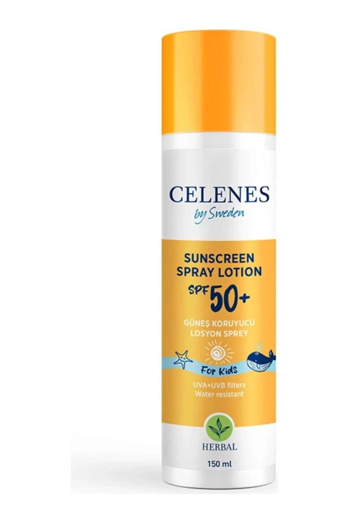 کرم ضد آفتاب بدن دخترانه و پسرانه بچگانه اسپری لوسیون گیاهی 50 SPF CHILD 150ML Celenes by Sweden