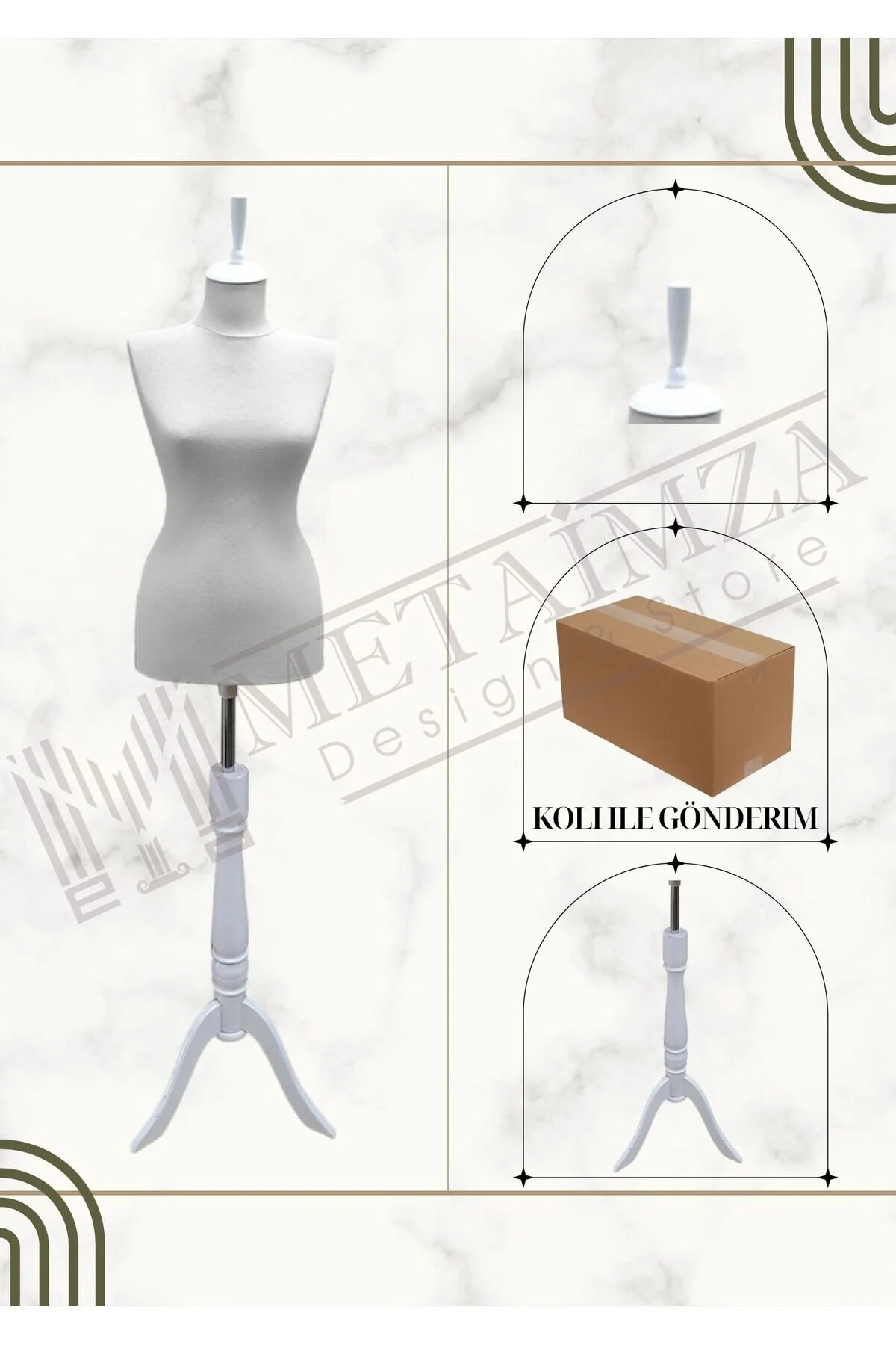فیگور پای چنگال خیاط پلاستیکی TKM بدون آستین پارچه سفید Metaimza Design Store