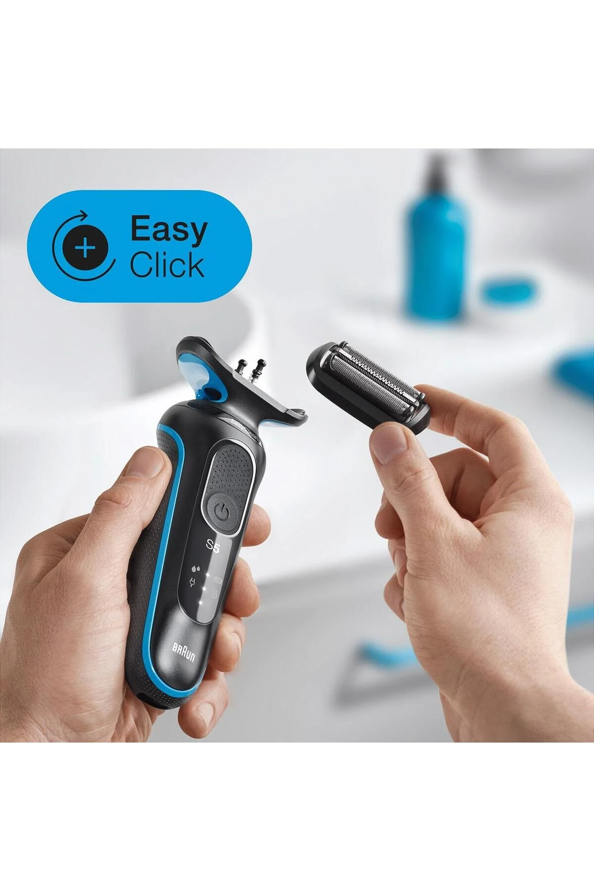 ماشین اصلاح سریال جدید 5 B1000S ریش تراش بی سیم AUTOSENSE EASYCLEAN EASYCLICK WET & DRY براون اورجینال Braun