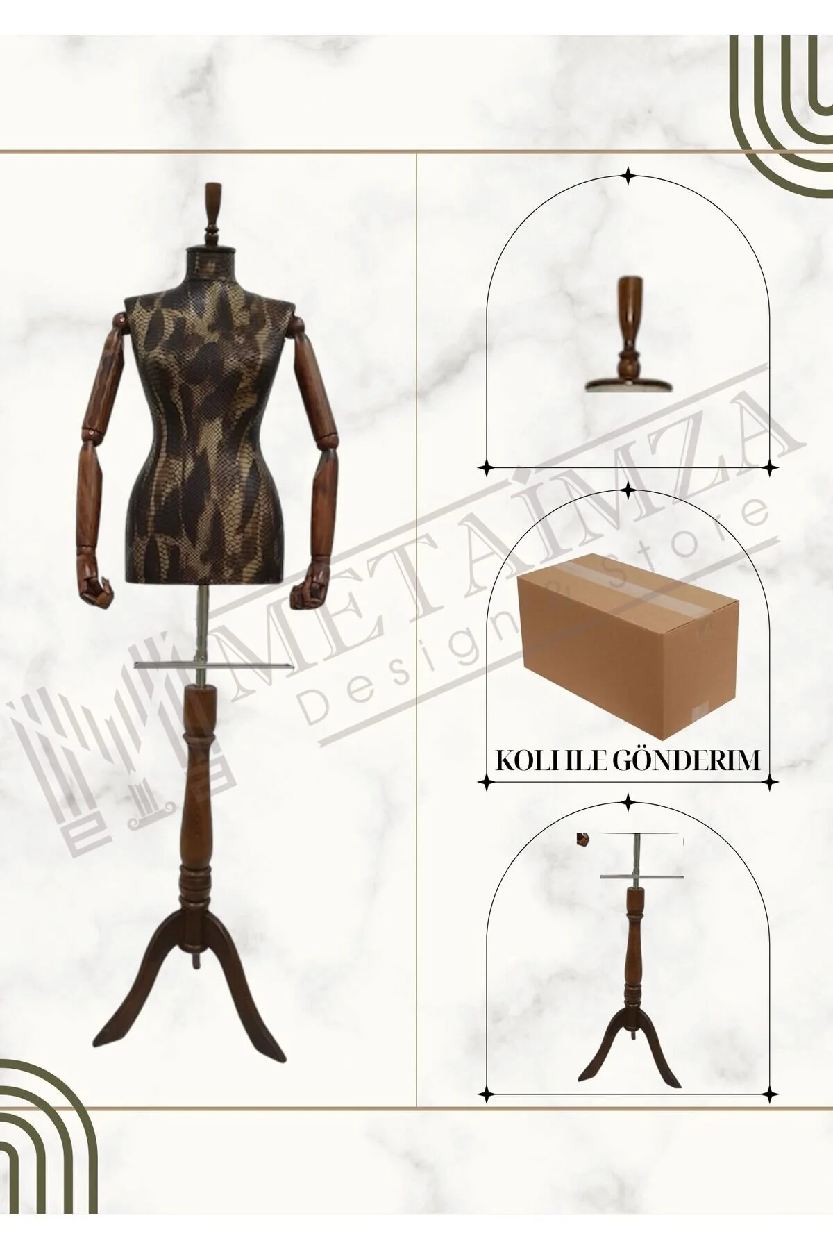 فیگور ست پا چنگال دسته چوبی خیاط پلاستیکی پارچه پلنگی Metaimza Design Store