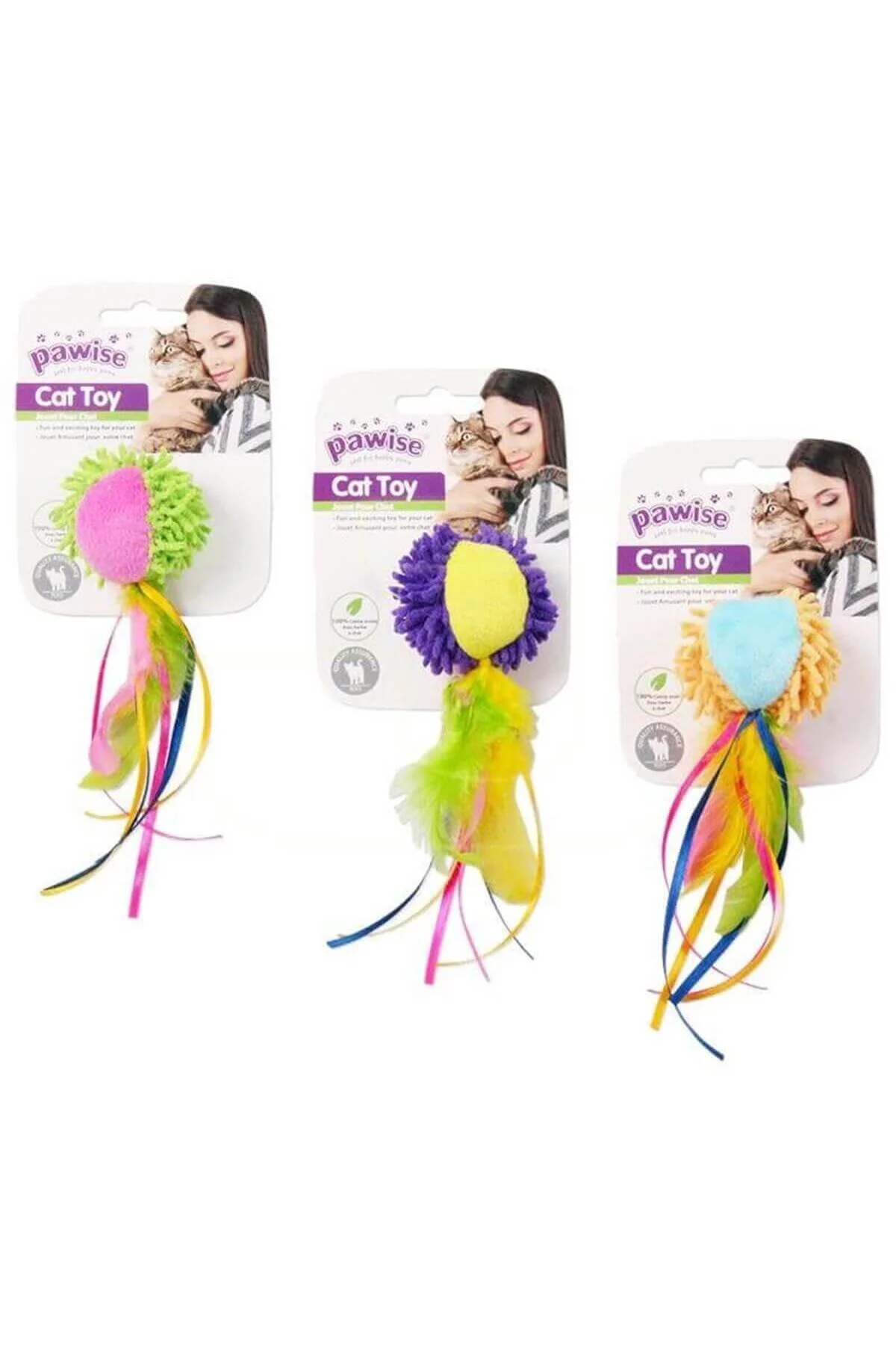 اسباب بازی گربه زرد MEOW LIFE BALL با دم پاویز Pawise