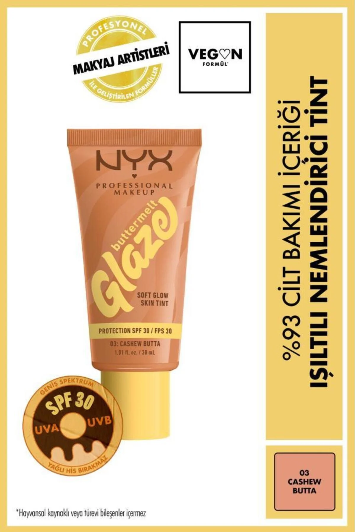 کرم بی و سی BUTTERMELT GLAZE براق رنگ آمیزی 03 CASHEW BUTTA NYX Professional Makeup