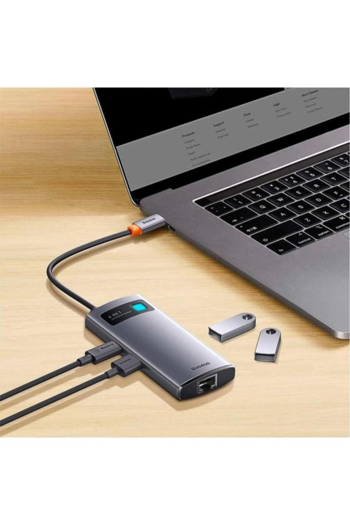 کابل و مبدل فلزی GLEAM 4IN1 MULTIFONCTIVITY TYPE C HUB STATION Baseus