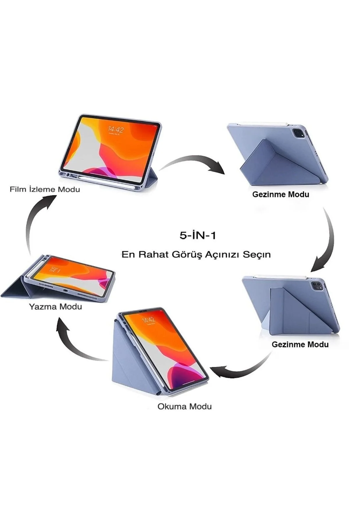 کاور تبلت IPAD A16 نسل یازدهم قاب 11 اینچی با محفظه قلم پایه سه تاشو پوشش سیلیکونی حالت خواب TEKNETSTORE