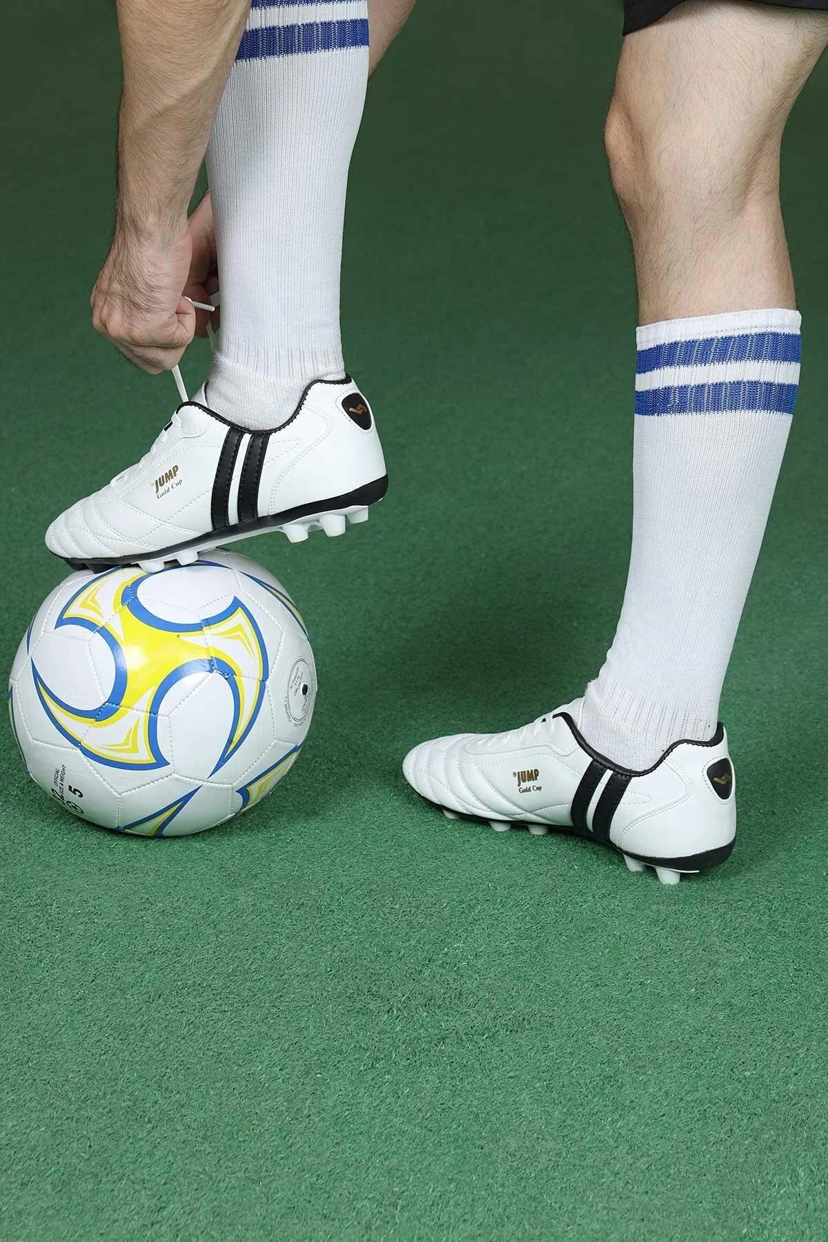کفش چمن مصنوعی داخلی سفید مردانه 13256 Crampon Astroturf Field فوتبال Jump