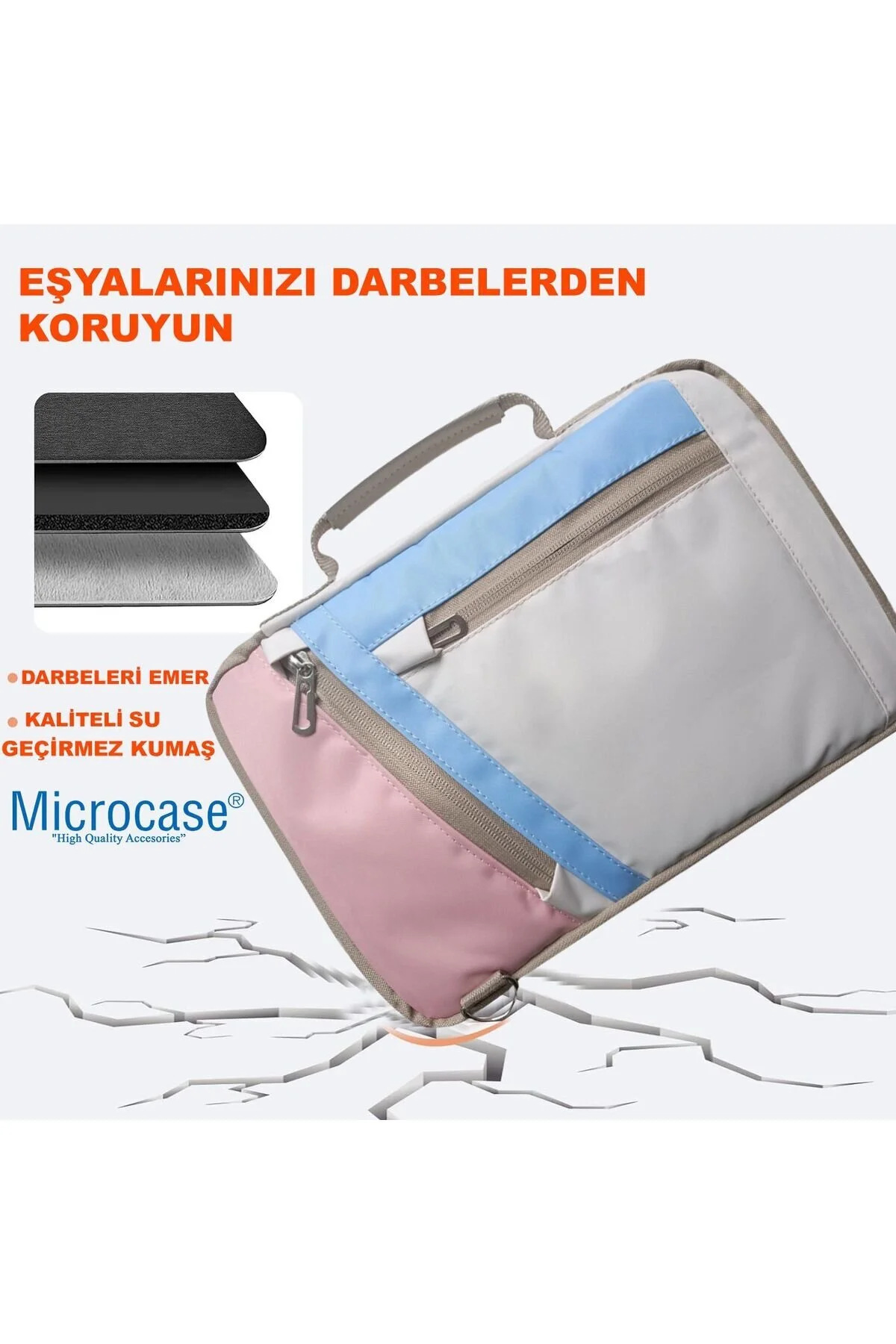 کاور تبلت کیف حمل جهانی با بند شانه و نگهدارنده دستی برای SAMSUNG TAB S10 LITE PINK Microcase