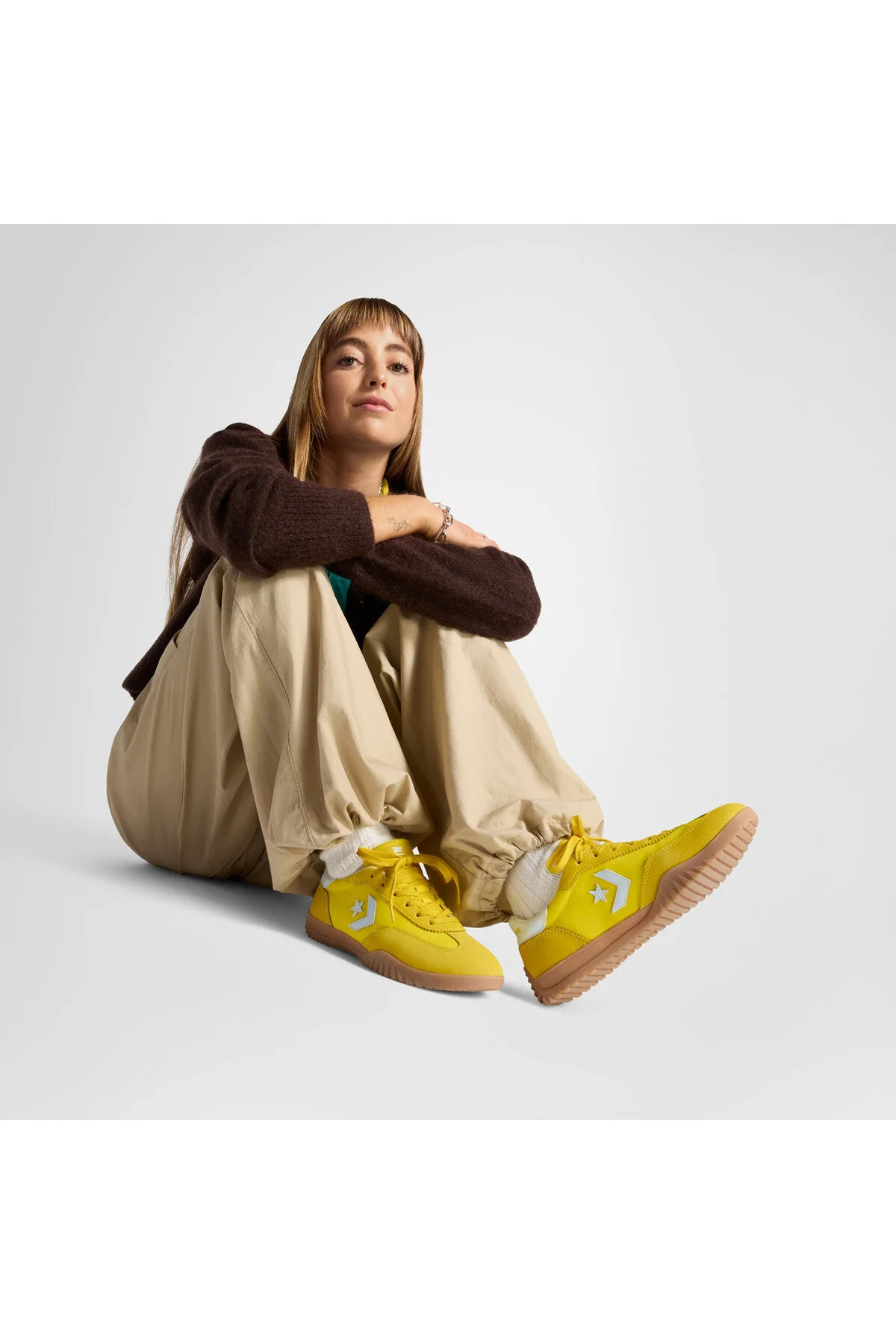 اسنیکر کفش ورزشی جیر زرد یونیسکس RUN STAR TRAINER کانورس Converse