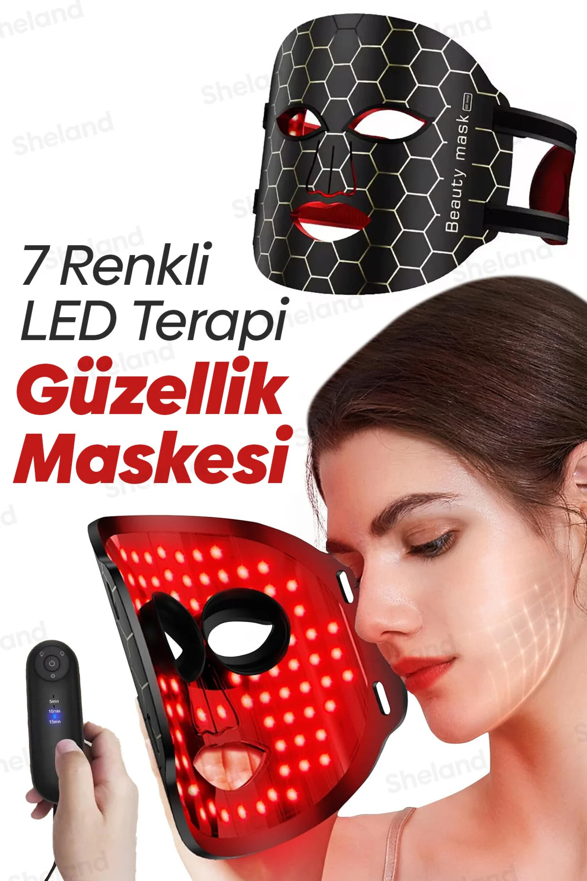 دستگاه شستشوی صورت ماسک 7 رنگ LED PRO CONTROLLED سیلیکونی انعطاف پذیر به شکل مطابق با Sheland