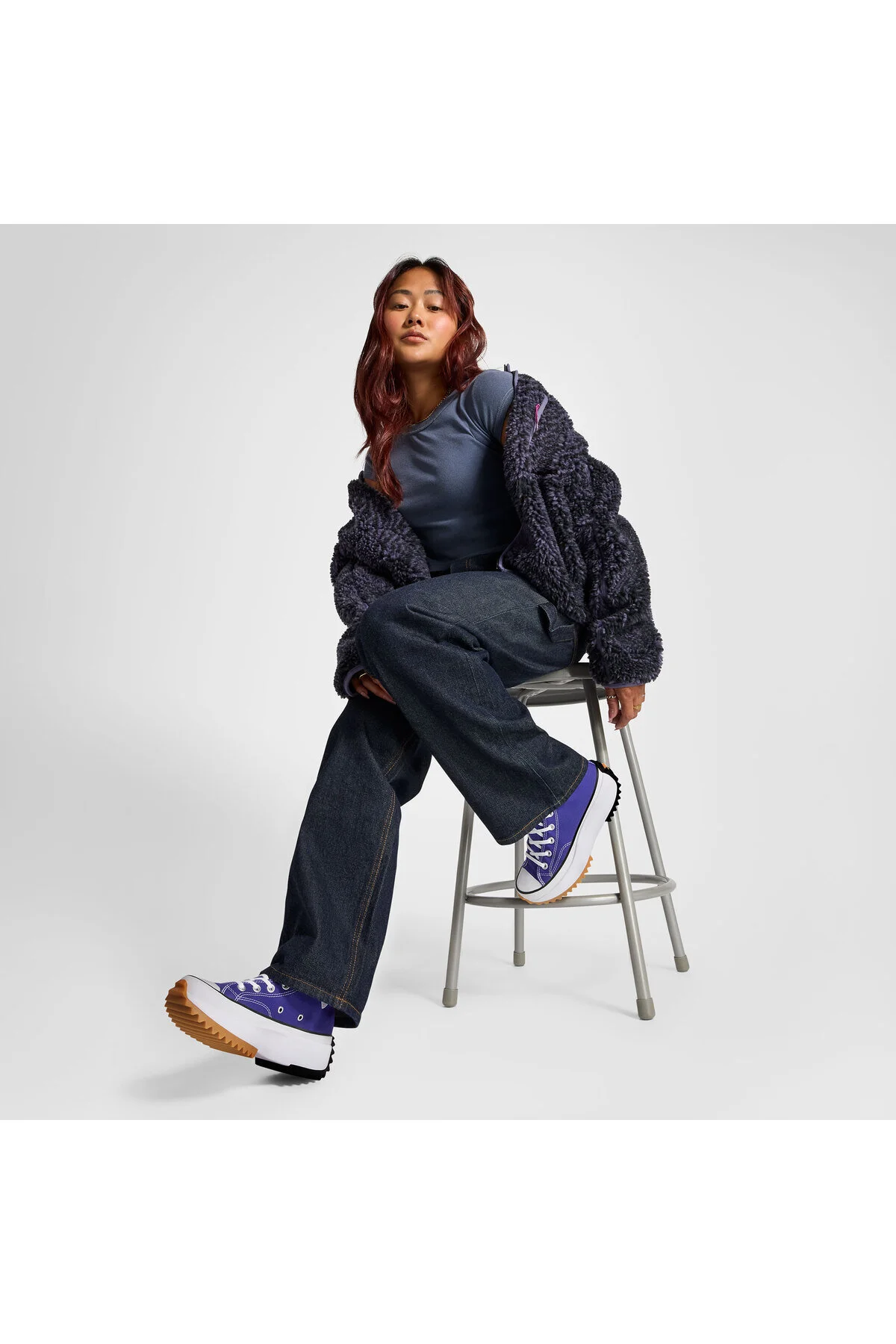 اسنیکر مردانه و زنانه کفش ورزشی پلت فرم بنفش یونیسکس PURPLE را رانینگ کنید Converse