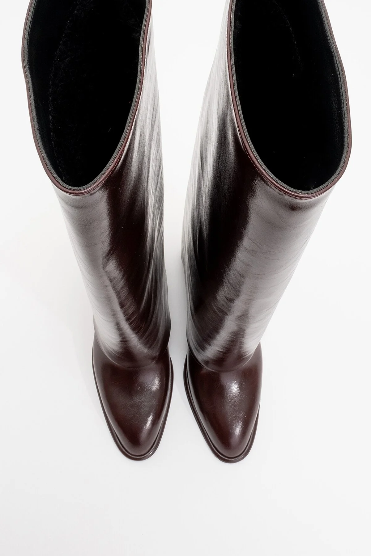 چکمه زنانه شاید های پوستی ضخیم بوردو luvishoes