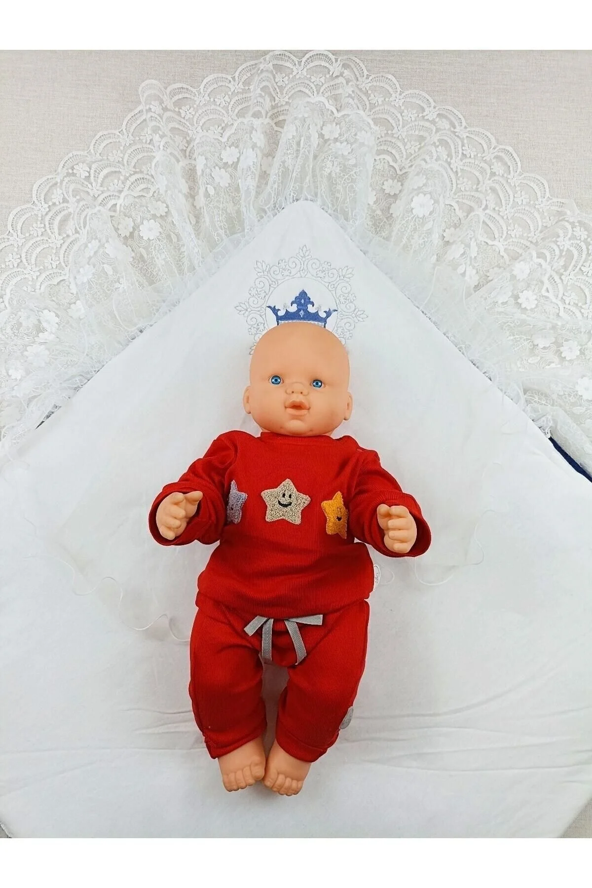 پتوی نوزاد و کودک آبی پسرانه دخترانه بچگانه BABY پتو توری تاج Tomuycuk