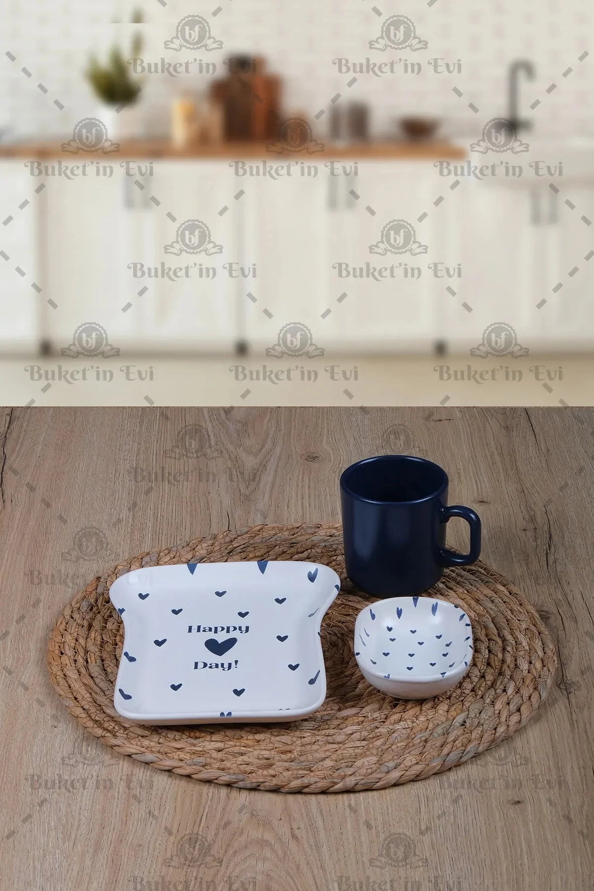 ست تغذیه مجموعه 4 قطعه کودک آبی TOAST & MAMA Keramika