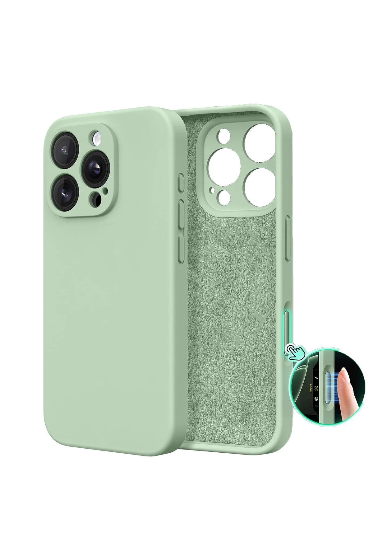 کاور و قاب راه اندازی سازگار با IPHONE 16 PRO MAX داخل مخملی محافظ دوربین Caseji