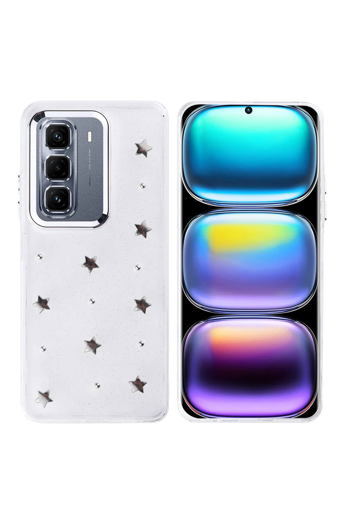 کاور و قاب پوشش سیلیکونی شفاف با الگوی ستاره درخشان محافظ دوربین سازگار INFINIX HOT 50 PRO PLUS کیپ‌جی‌اس‌ام Kipgsm
