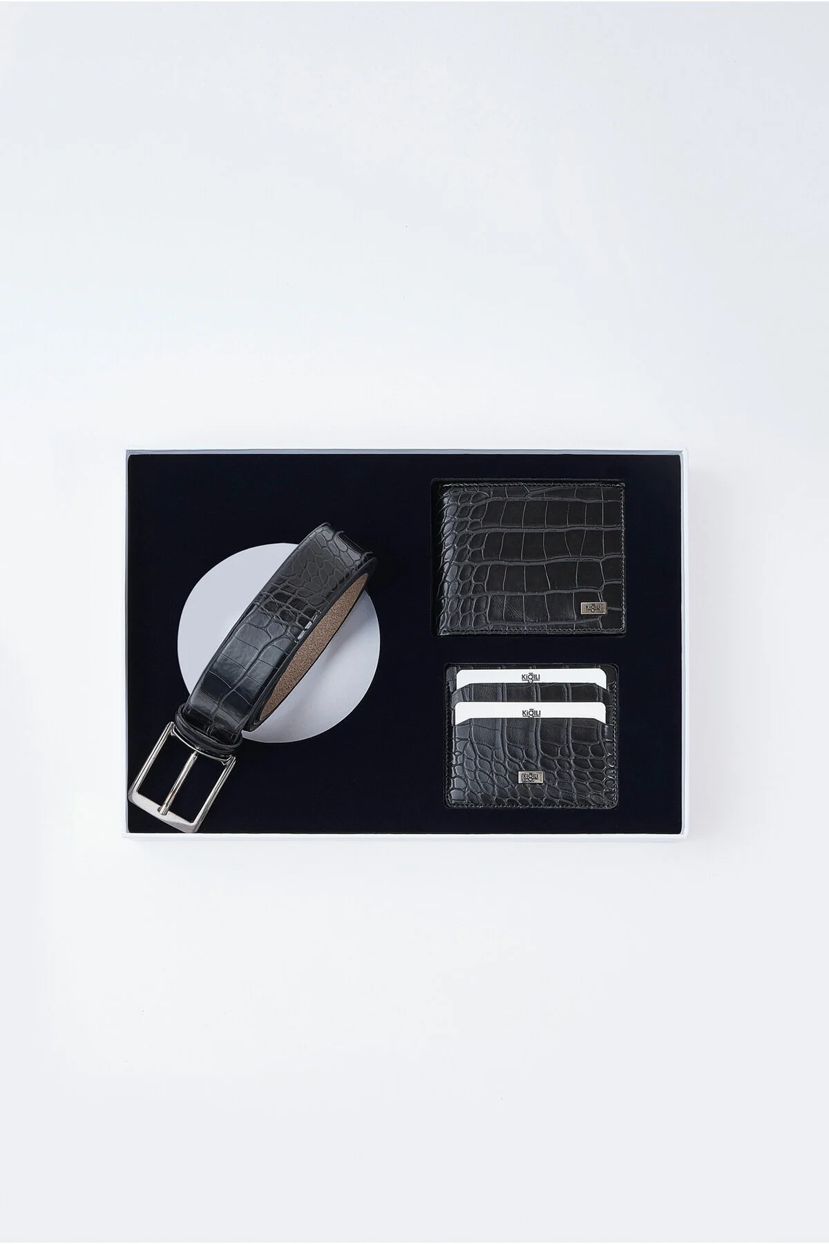ست لوازم جانبی مردانه کمربند 3 CROO PATTERN BELT & WALLET CARD HOLDER Kiğılı