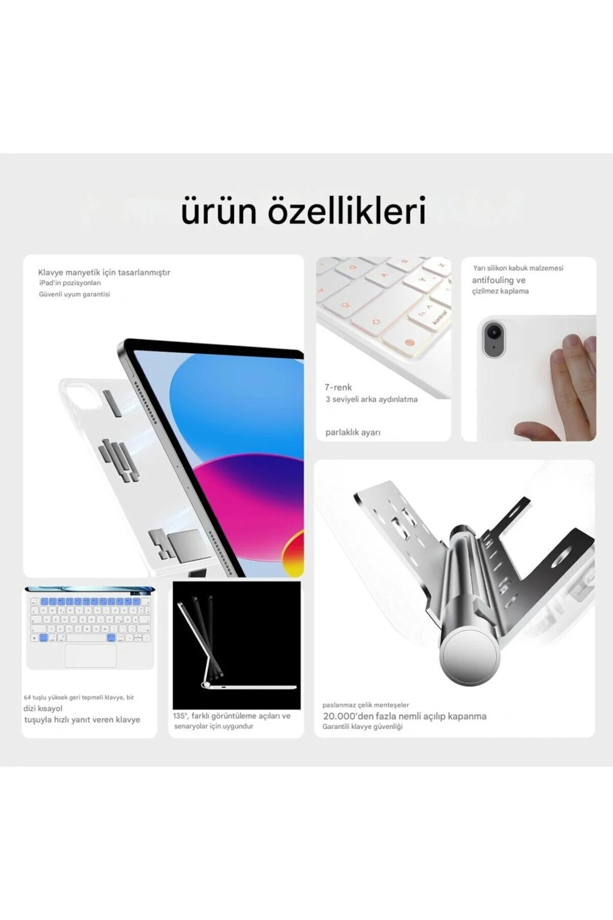 کاور تبلت اپل آی‌پد نسل یازدهم A16 11 اینچی دهم کیبورد 10.9 MAGIC KEYBOARD TOUCHPAD ILLUMINATED UnDePlus