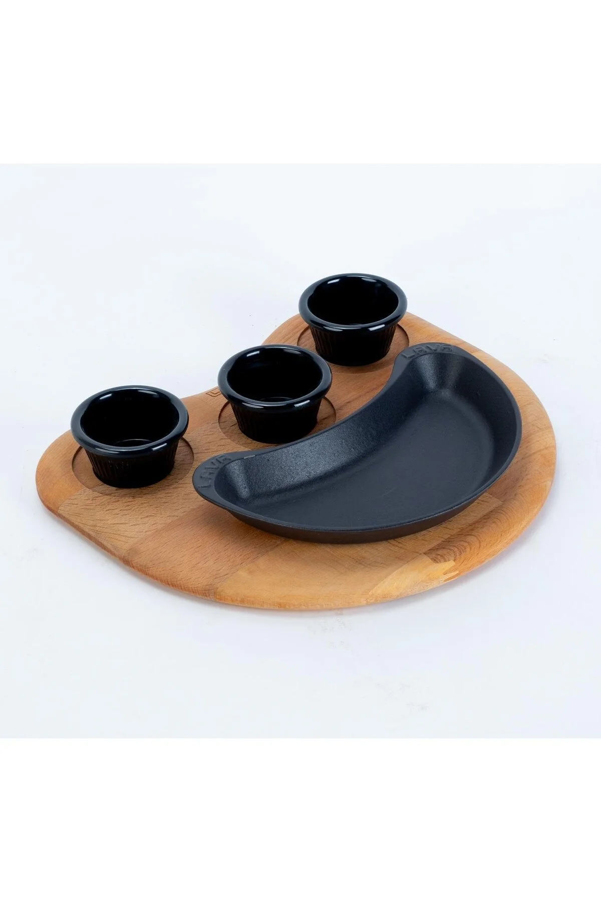 ست سرو FAJITA PLATE کلیه شکل چوب مات سیاه 10 20 سانتی متر Lava