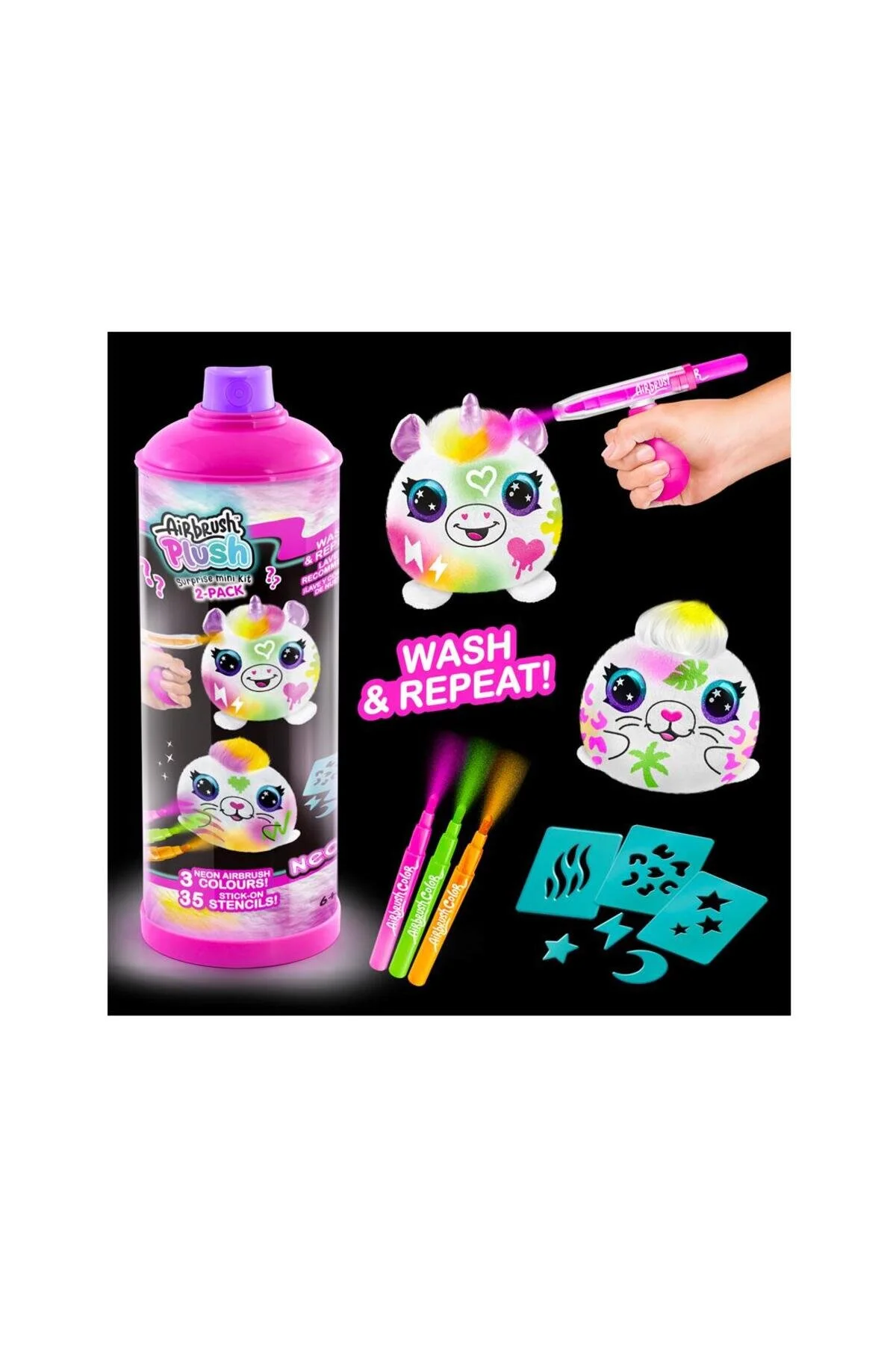 اسباب بازی های پشمی AIRBRUSH PLUSH SURPRISE MINI NEON 2 Mega