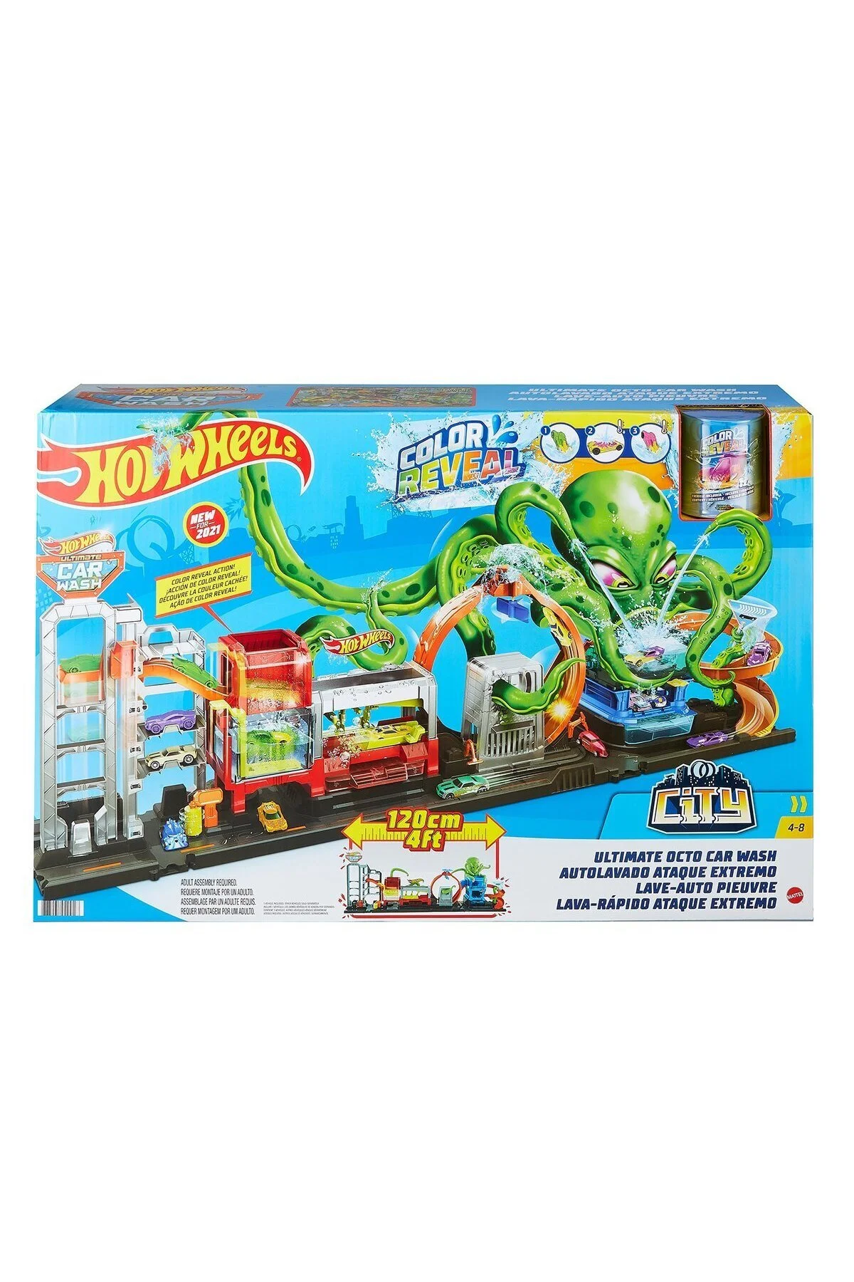 اسباب بازی های فیگور شخصیت اختاپوس غول پیکر و تغییر رنگ ماشین شستشوی هات ویلز HOT WHEELS