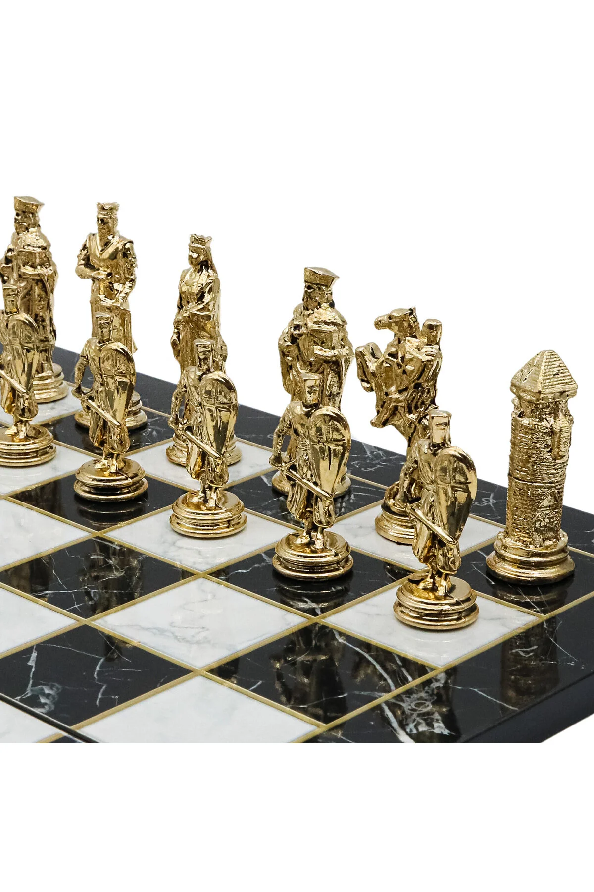شطرنج 44 سانتی متر سنگ مرمر الگوی طلایی امپراتوری عثمانی صلیبی Cooper Chess