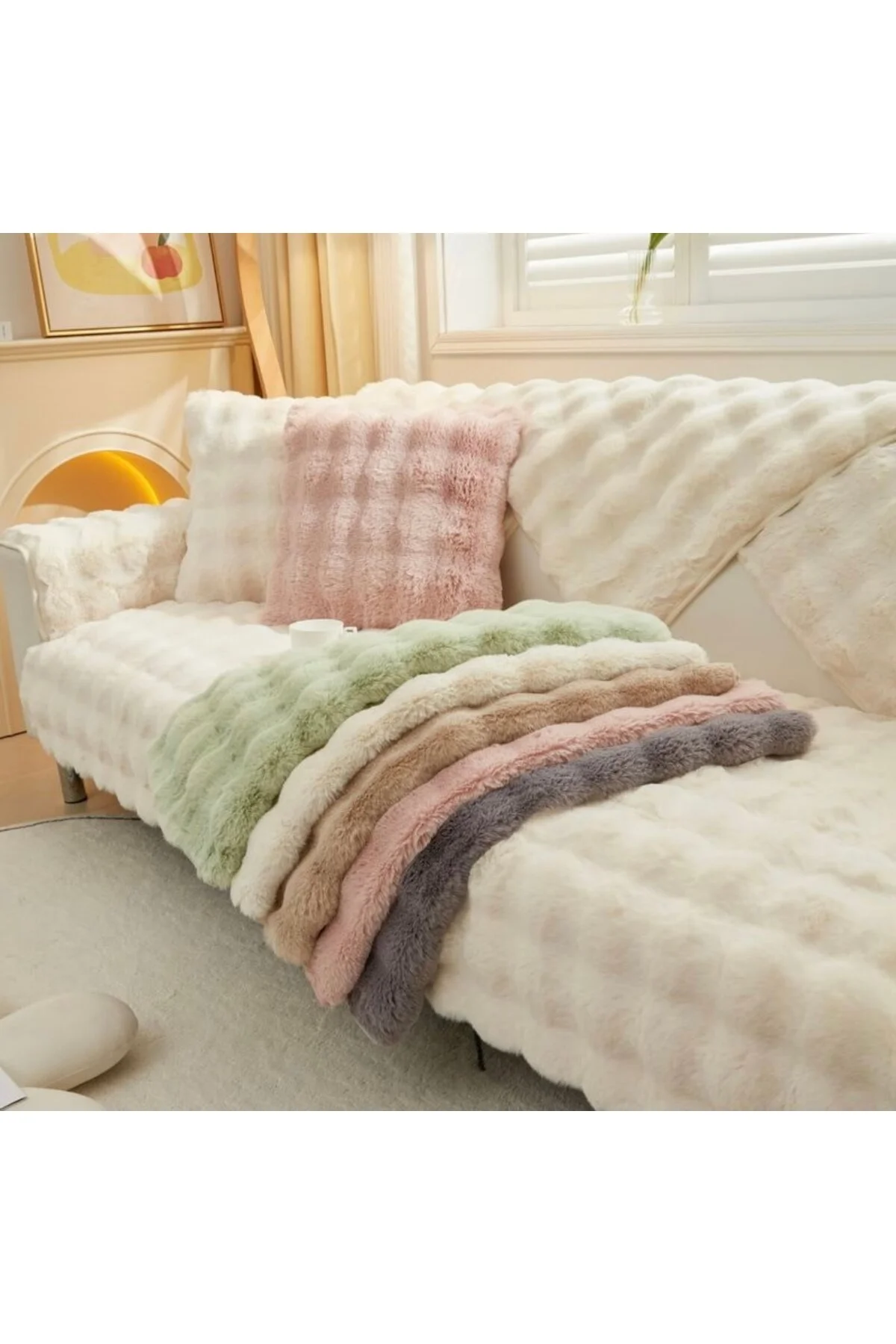 روکش مبل پوشش سه گانه حباب مخمل خواب دار همگی در عکس بسته شده است 2PCS 80X200+2 PCS 80X80 4 قطعه Paris Life