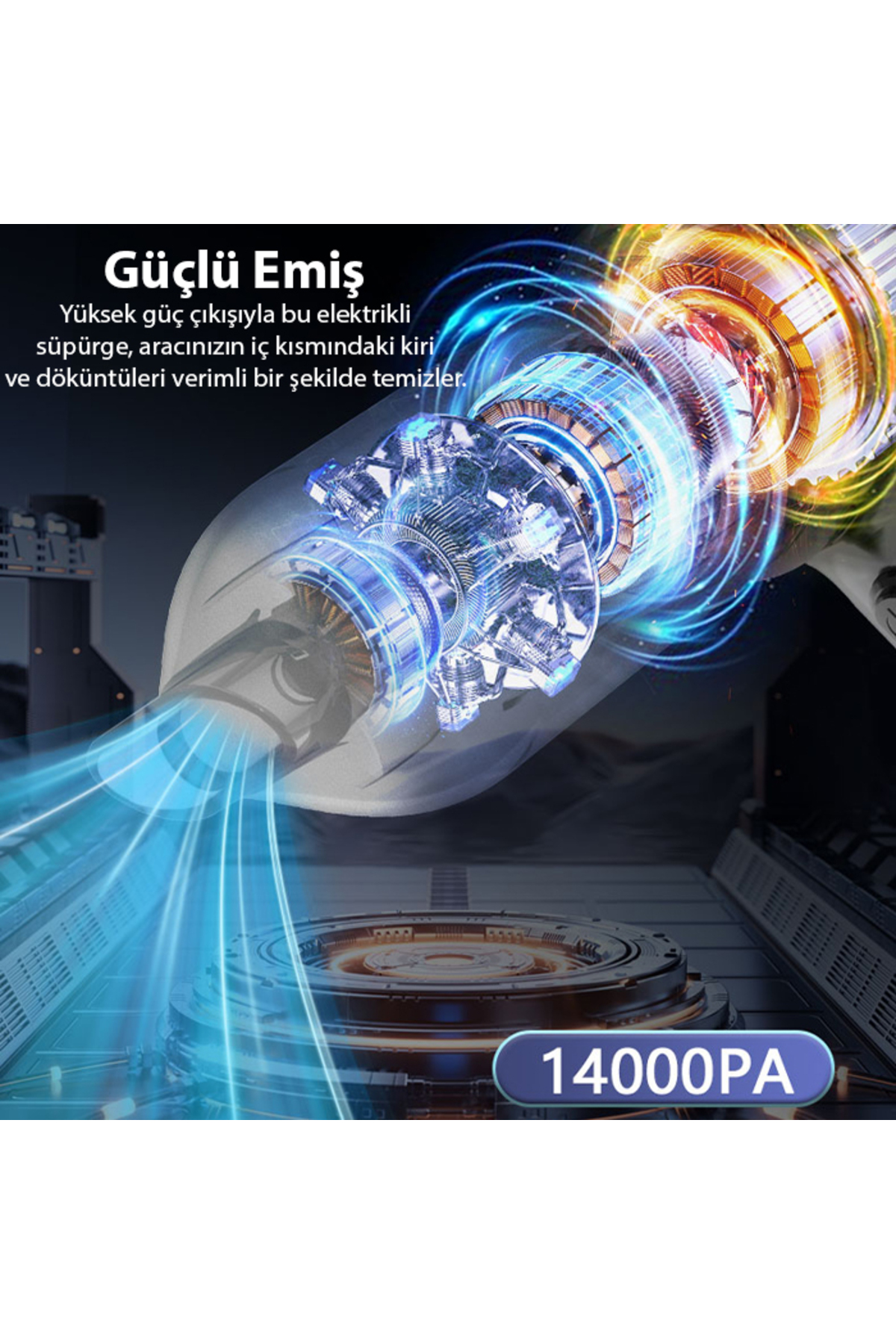 جاروبرقی داخل خودرو 14000PA جارو برقی قابل حمل 2 مرحله ای قدرتمند بی سیم دمنده مینی ماشین خاکستری Ally