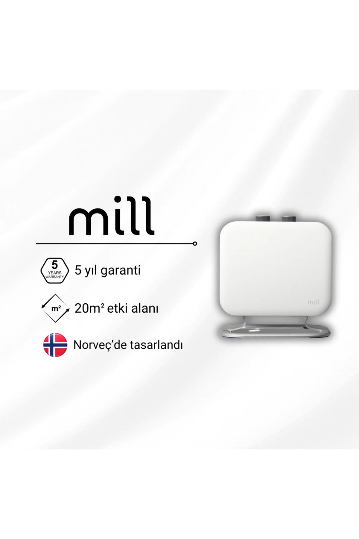 فن بخاری کامپکت PTC 1800W سفید Mill