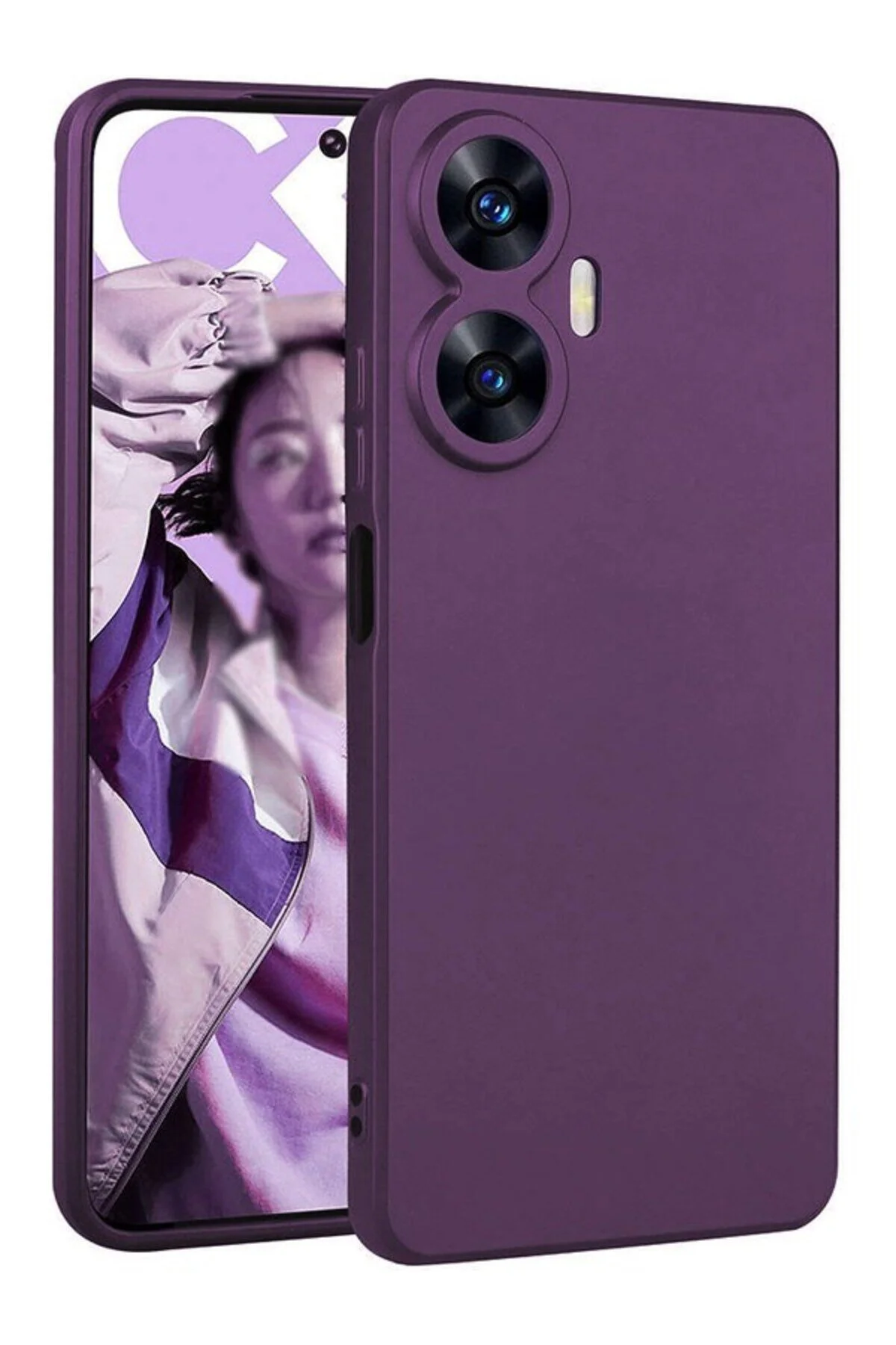 کاور و قاب REALMI C55 CASE MATTE PREMIUM SILICONE PURPLE + محافظ صفحه نمایش نانو tekno grup