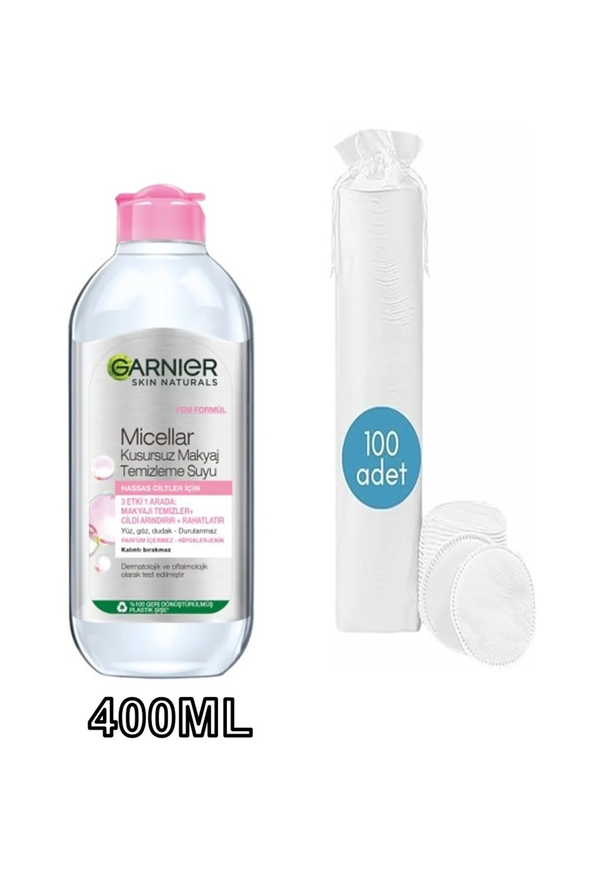 پاک کننده آرایش چشم عالی میسلار آب تمیز 400 میل دستمال مرطوب 100 'هدیه Garnier