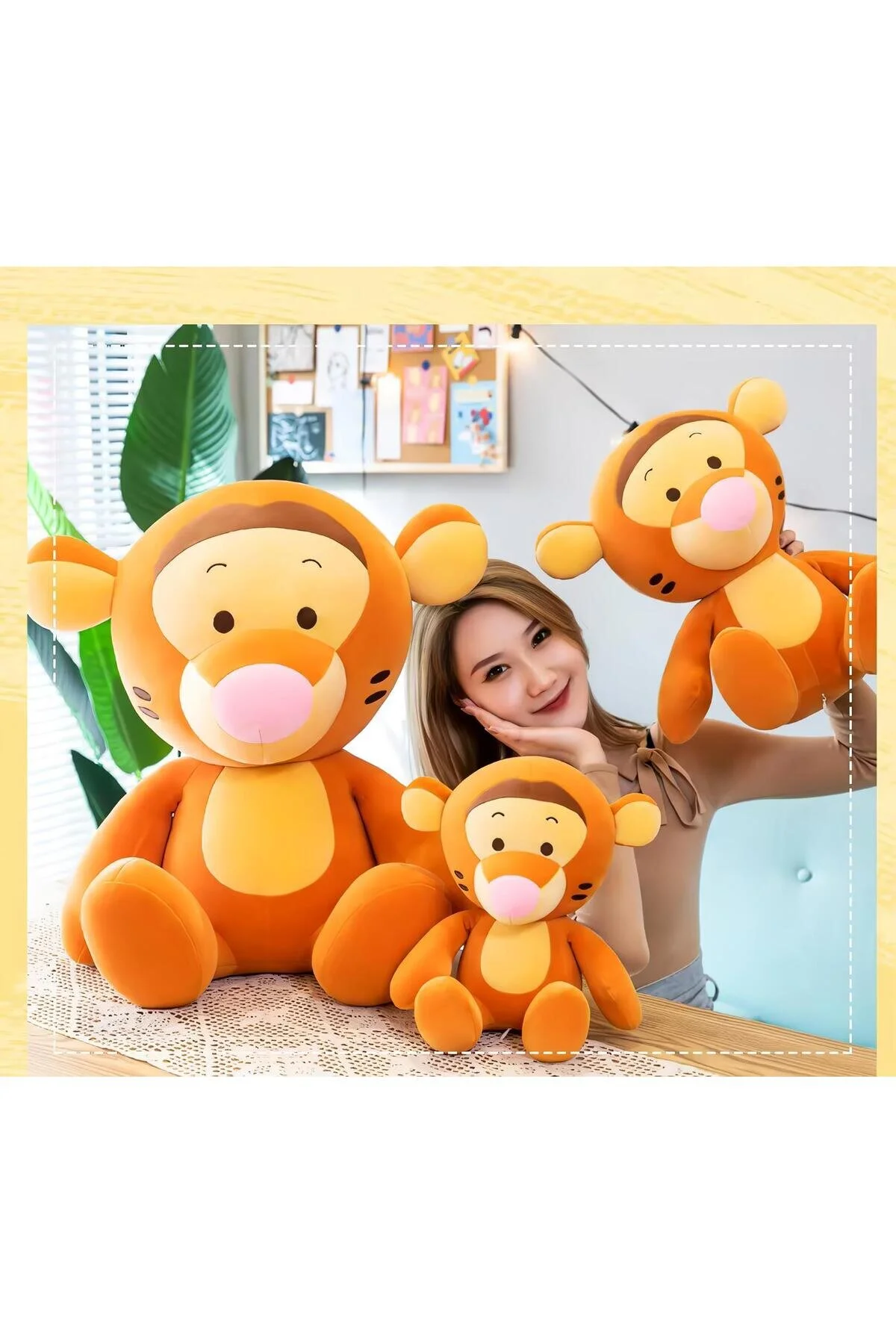 اسباب بازی های پشمی پارچه وارداتی WINNIE THE POOH TIGER انیمه فیگور مخمل دار SLEEPING & PLAYMATE 50 سانتی متر. e-life shop