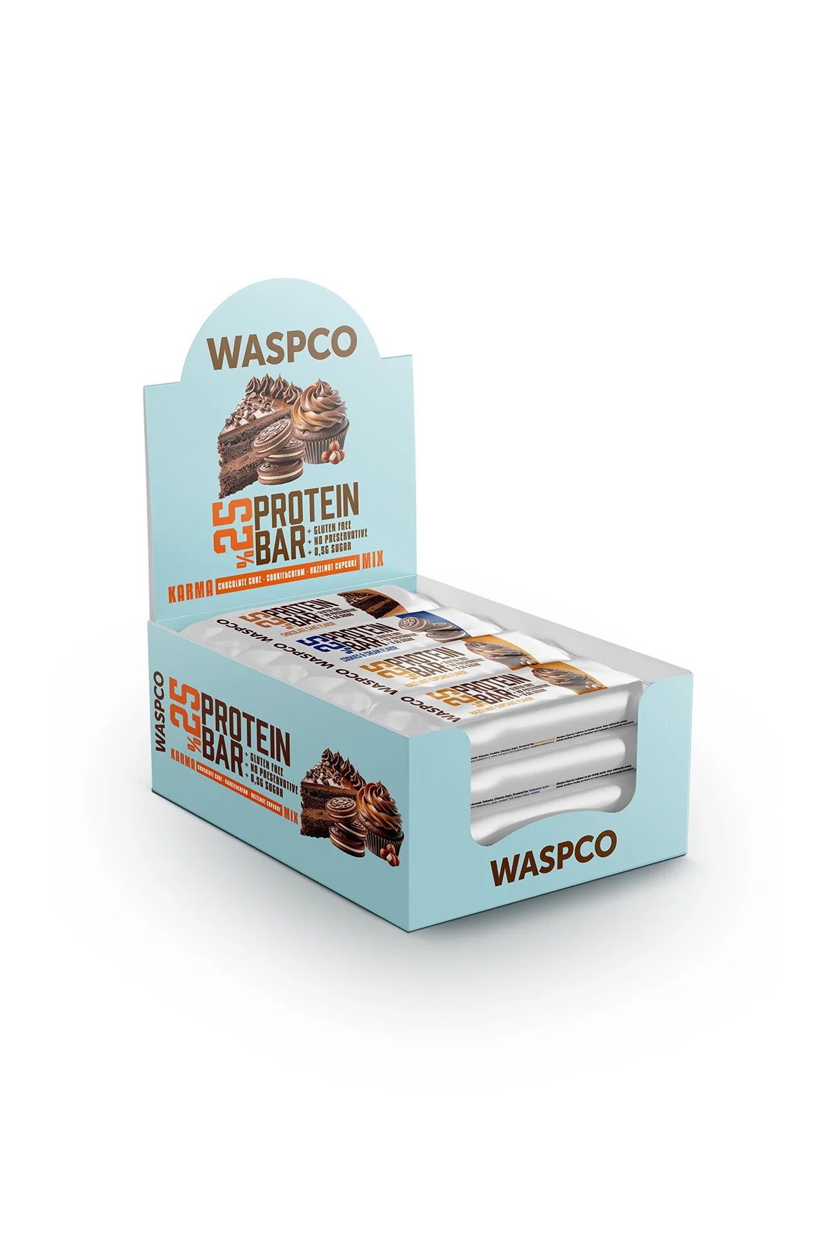 پروتئین بار جعبه پروتئینی با روکش شکلات تیره 36 گرم در 6 تکه 3 نوع اورجینال Waspco