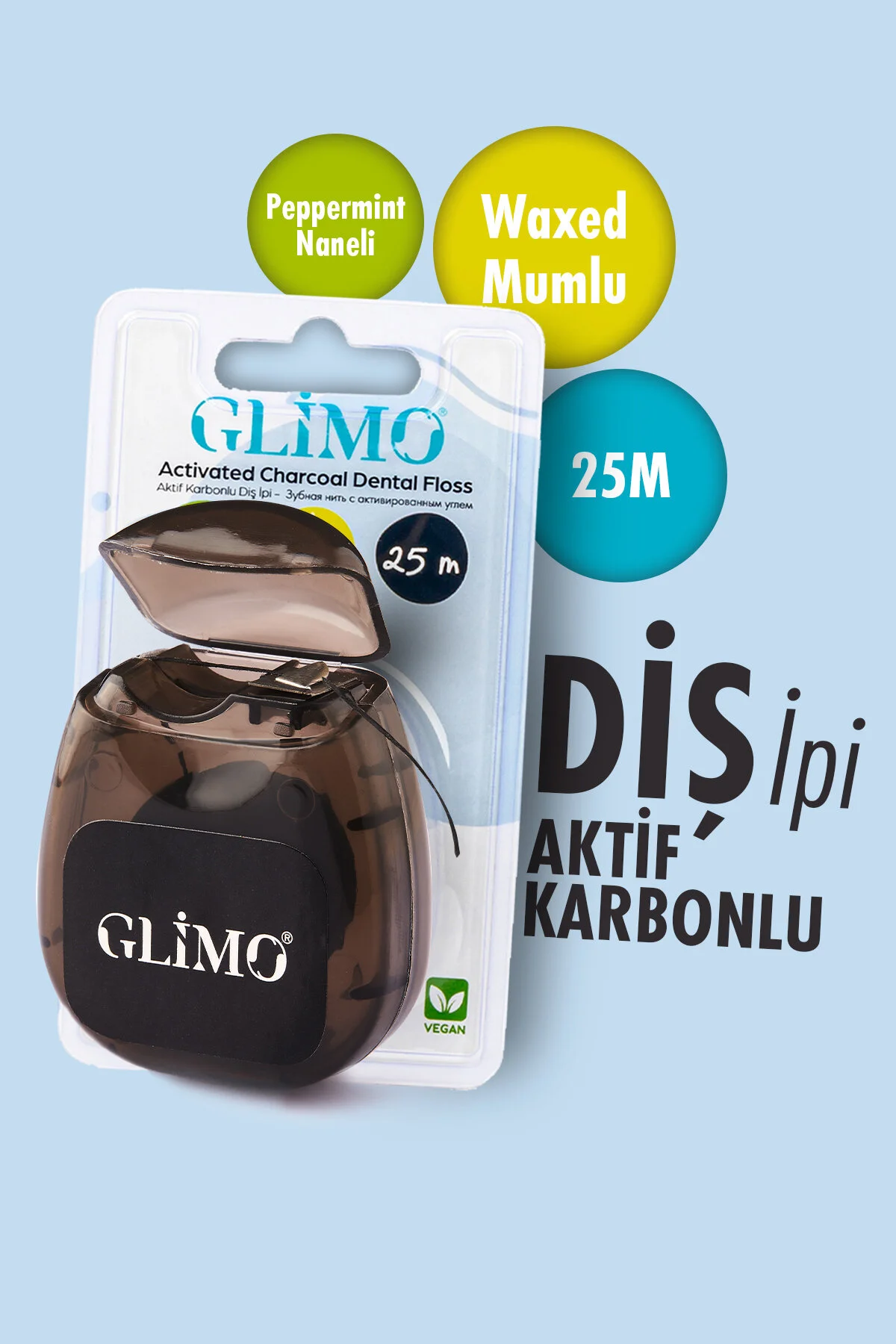 نخ دندان و خلال طبیعی وگان 22 میلی متری واکس شده اورجینال Glimo
