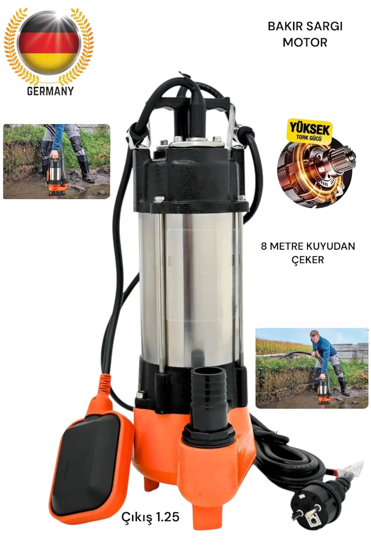 موتور و پمپ آب ایتالیایی 3.5 اسب بخار 100 ٪ سیم پیچ ضد زنگ غواص کثیف DYNAMİC MAX