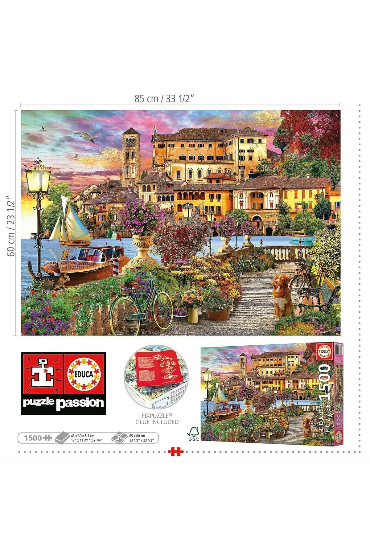 پازل EDUCA 1500 PIECE PROMENADE IN ITALY 19562 گردشگاه ایتالیایی از ترکیه Educa Puzzle