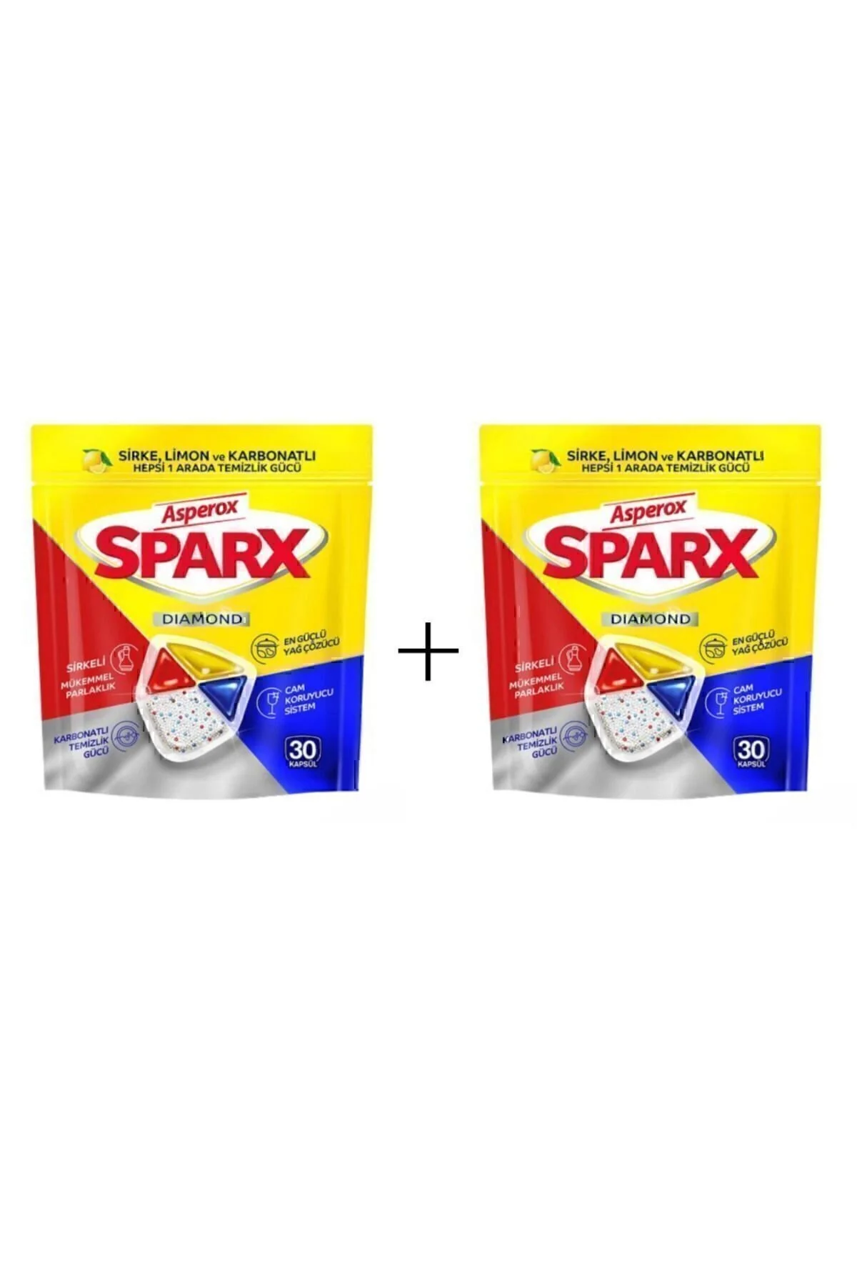 قرص و پودر ماشین ظرفشویی جرقه های الماس 30 لو 2 بسته ASPEROX