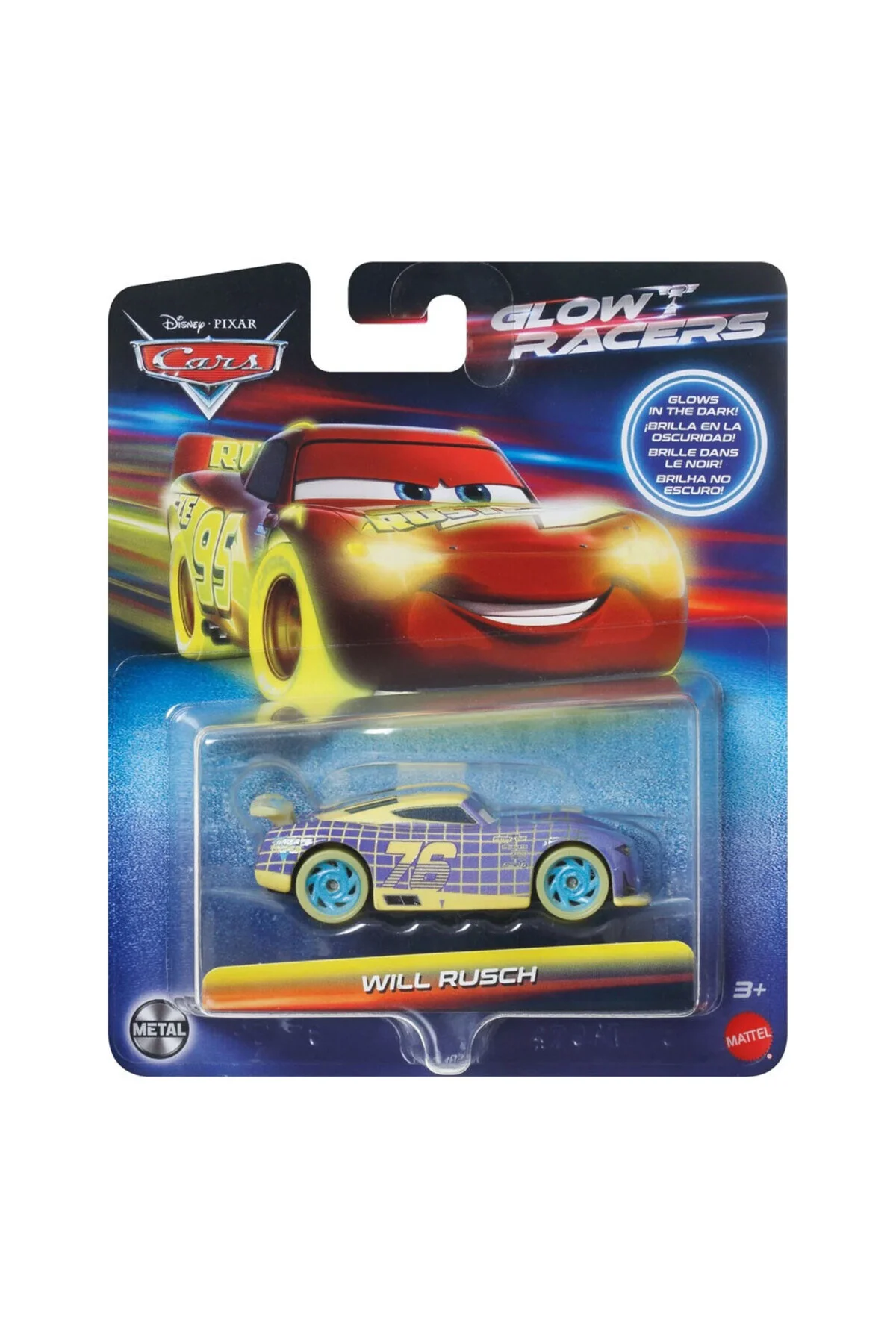ماشین اسباب بازی GLOW IN THE DARK RACERS SINGLE CHARACTER VEHICLES HPG76 HVF08 Cars