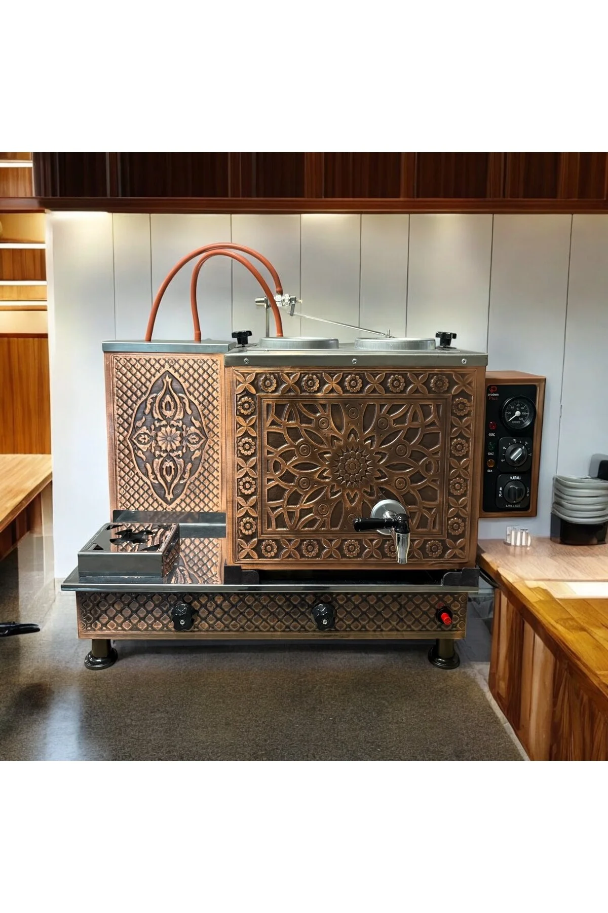 چای ساز دیگ LPG مسی 2 قوری با ظرفیت 25 لیتر اورجینال Copper Atelier