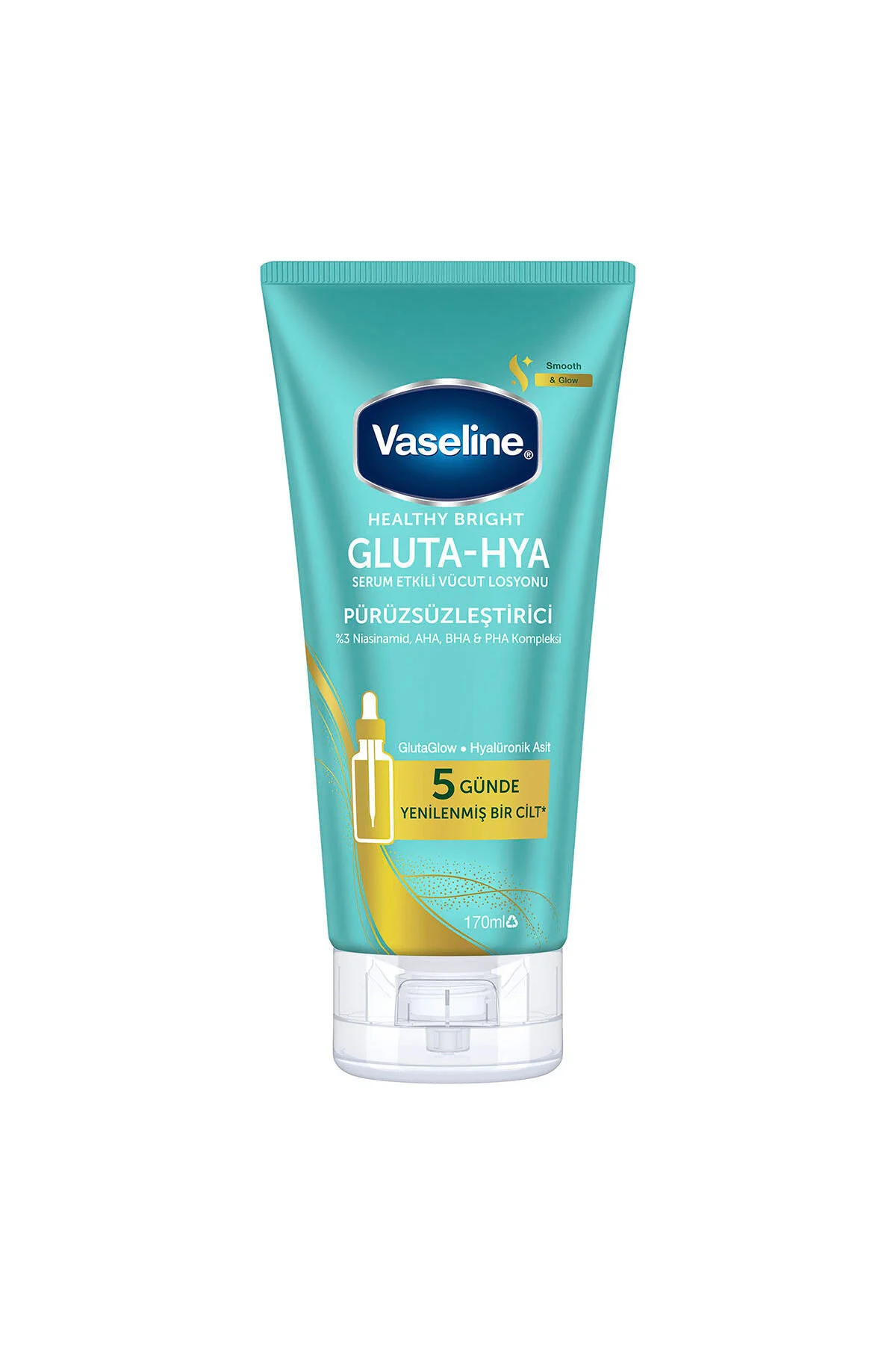 کرم بدن وازلین مدل Gluta-hya حجم 170 میلی لیتر برای نرمی و لطافت پوست Vaseline
