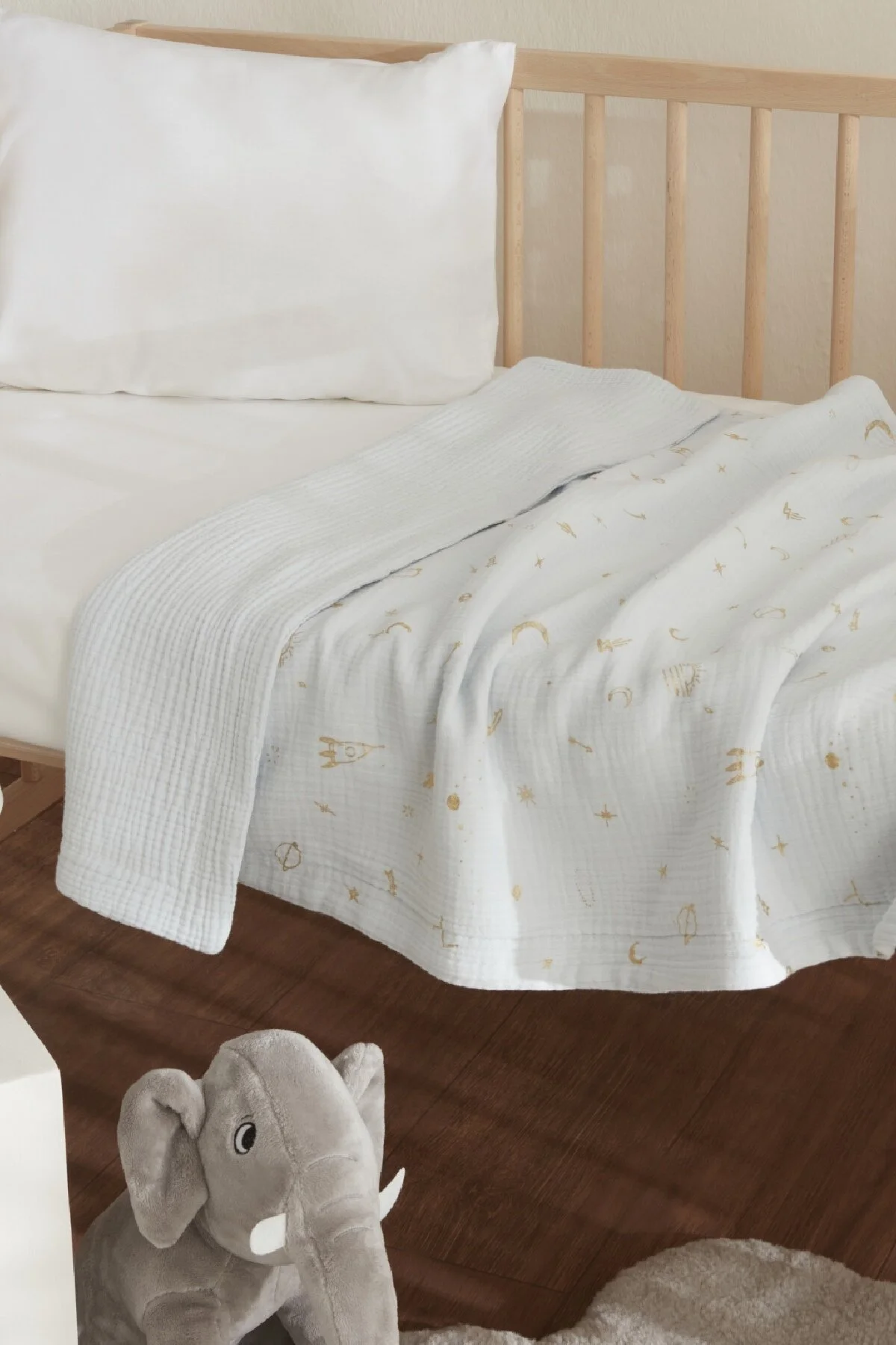 پتوی نوزاد و کودک پسرانه دخترانه بچگانه STARRY MUSLIN 100 ٪ پتو پنبه آبی 70X100 سانتی متر کاراجا Karaca Home