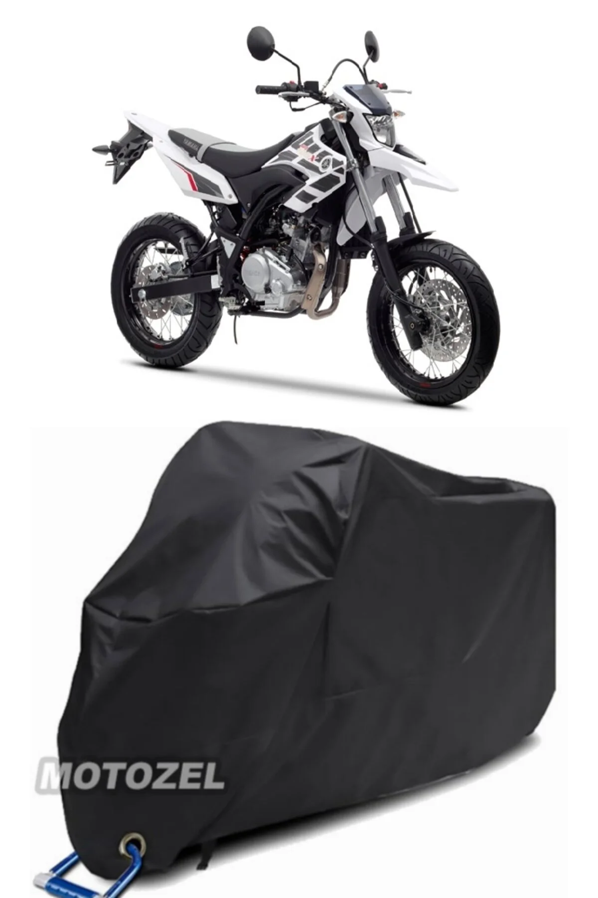 چادر موتورسیکلت یاماها WR 125 R LOCK سازگار با پوشش موتور سیکلت مشکی ضد آب MotoZEL