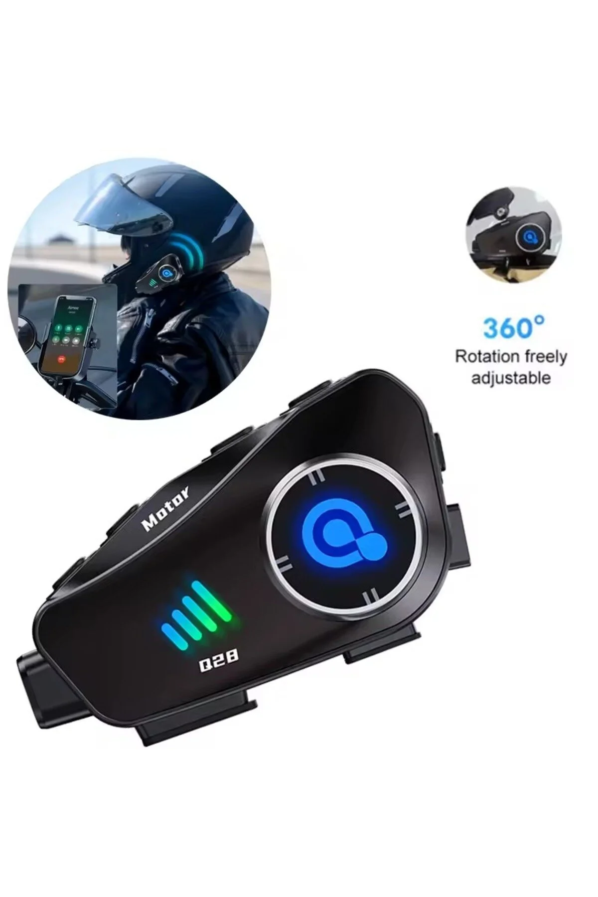 اینترکام Q28 CAMERA INTERCOM UNTERCOM BLUETOOTH MOTOR HELMET LETERAL
