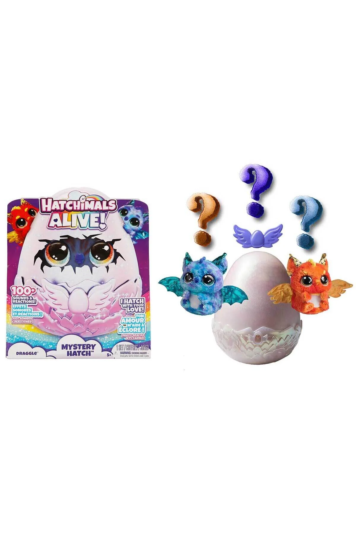 اسباب بازی های پشمی HATCHIMALS ALIVE MYSTERY HATCH DRAGGLE INTERACTIVE PUSH SURPRISE EGG با صدا و نور Hatchimals