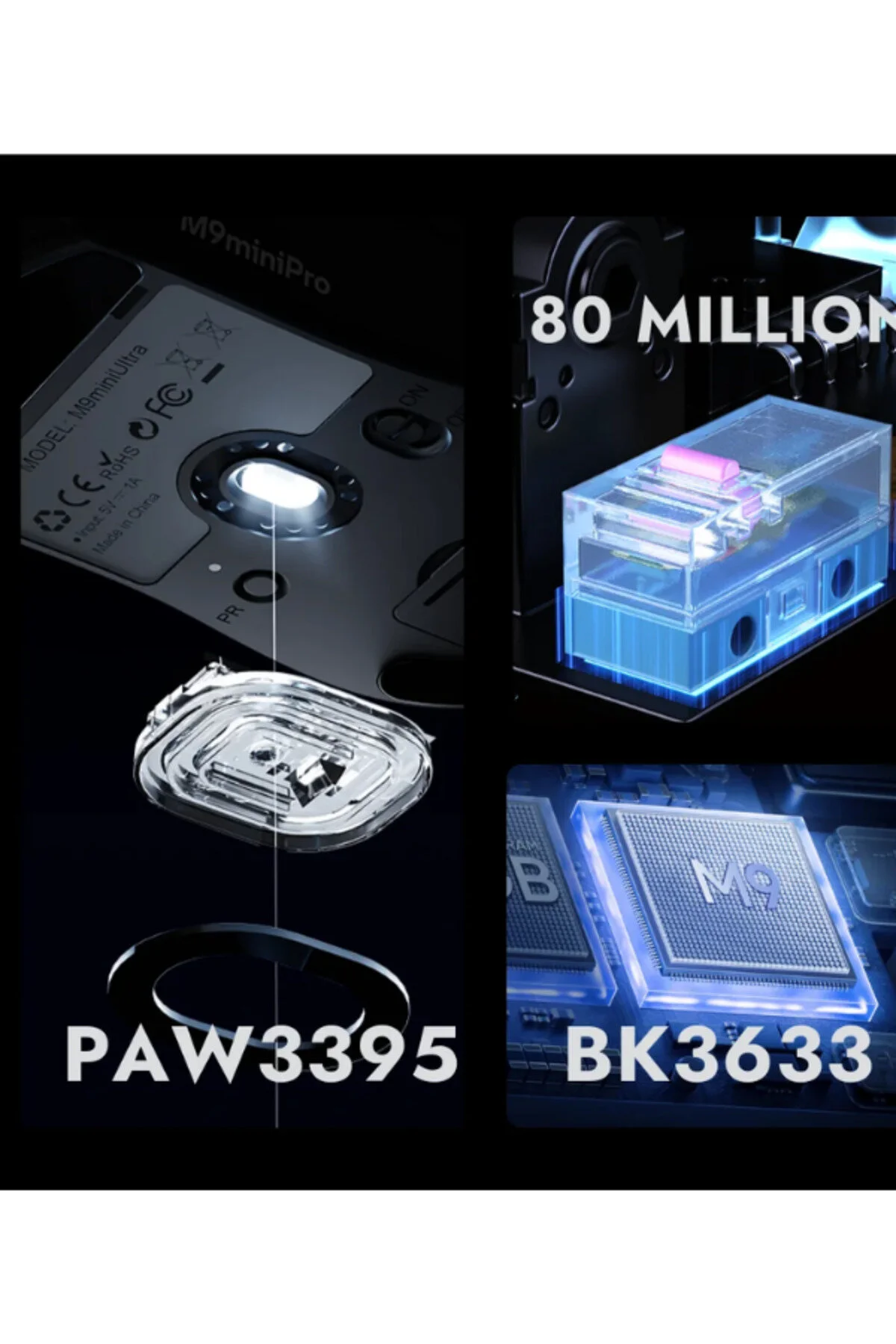 ماوس مخصوص بازی EWEADN M9 ULTRA PAW3395 KABLOSUZ OYUNCU MOUSE VE ULUGAMES