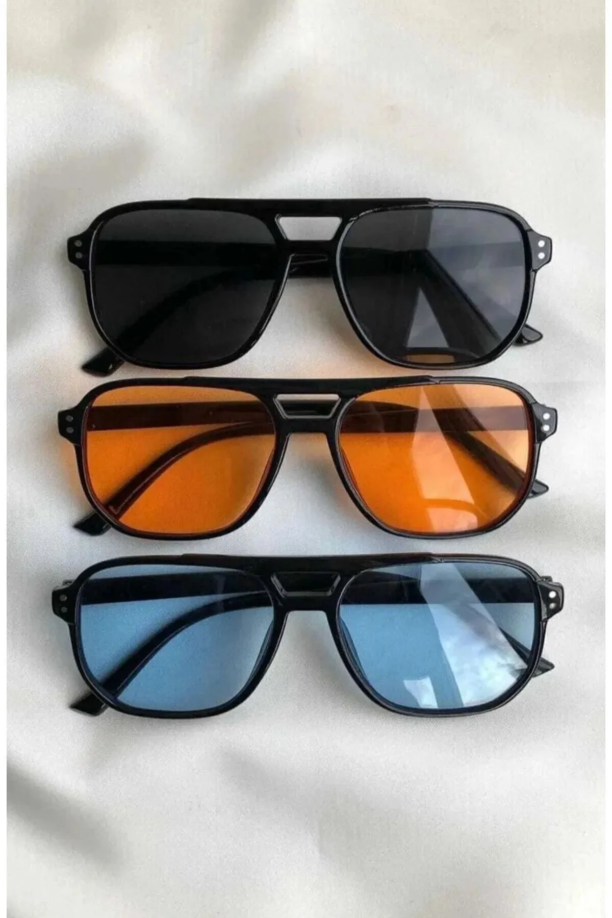 عینک آفتابی شیشه رنگارنگ UNISEX SUNGLASSES مجموعه ۳ عددی اورجینال PROTCO