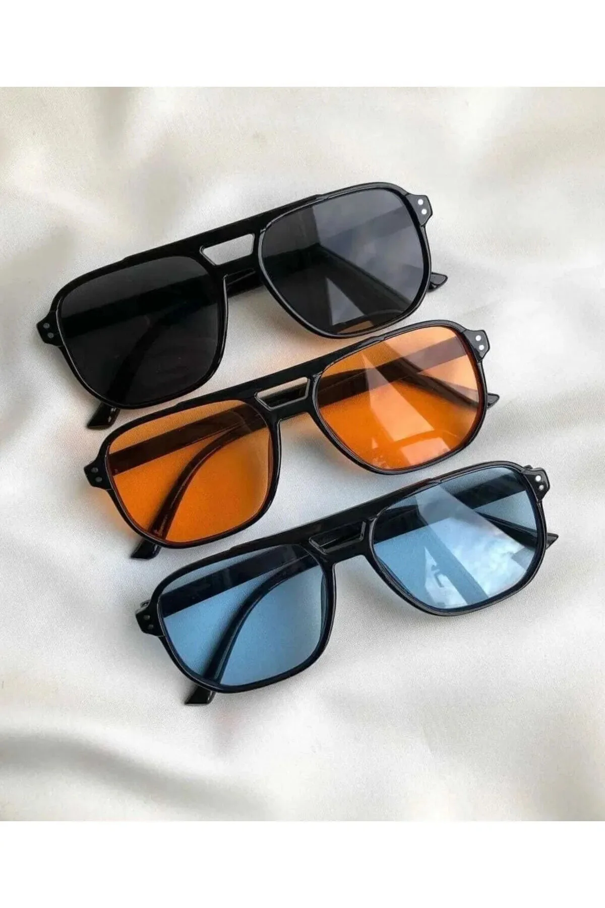عینک آفتابی شیشه رنگارنگ UNISEX SUNGLASSES مجموعه ۳ عددی اورجینال PROTCO