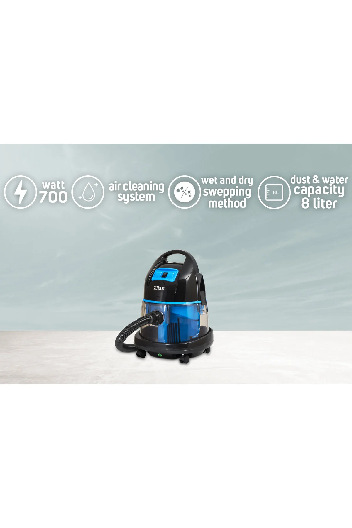 جاروبرقی بدون کیسه مرطوب و خشک ZILAN ZLN 8945 | موتور قدرتمند 1600W قدرت مکش بالا Zilan