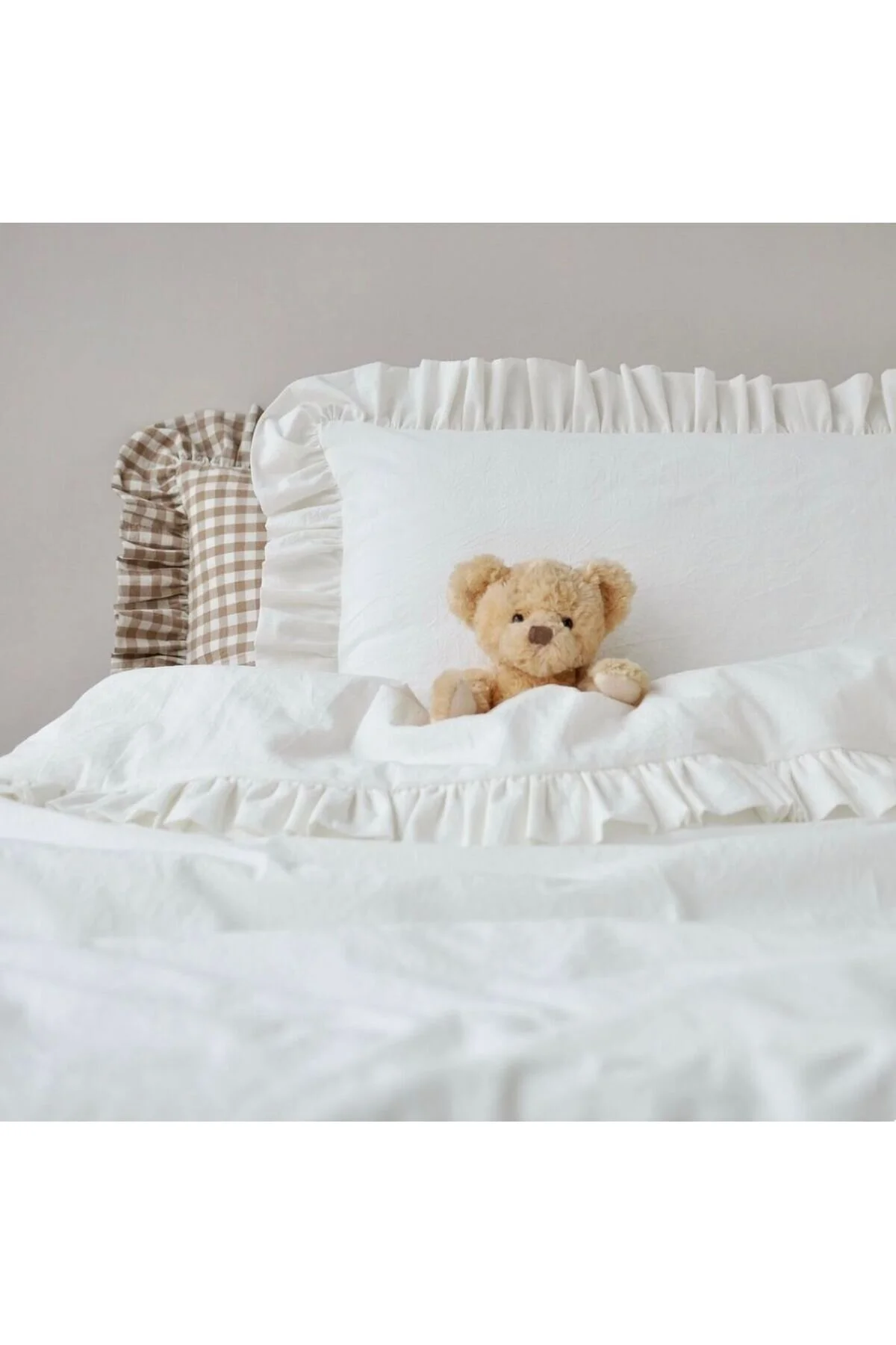 ست کاور لحاف نوزاد و کودک پسرانه دخترانه بچگانه RUFFLE NATURAL ORGANIC CHILDREN & BABY DUVET COVER SET OEKO TEX دارای گواهینامه JUNİPERUS