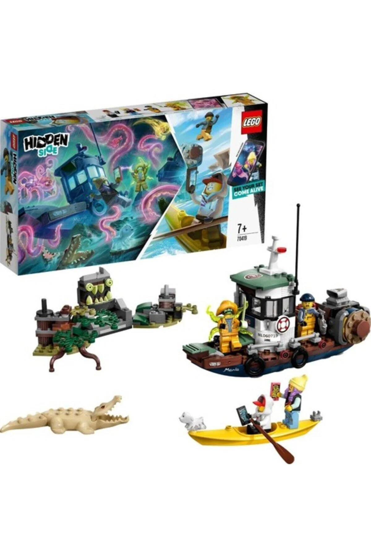 لگو و اسباب بازی های ساخت محور HIDDEN SIDE 70419 WRECKED SHRIMP BOAT اورجینال LEGO