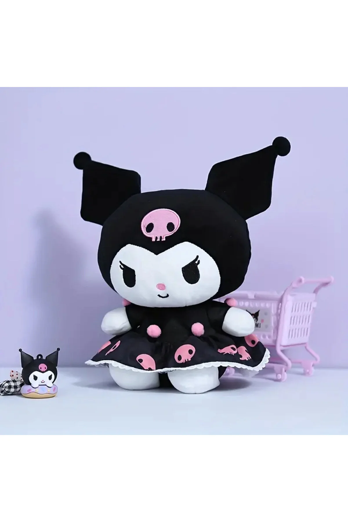 اسباب بازی های پشمی هدیه ای برای دختران SANRIO KUROMI خرس عروسکی پوشیده از KUROMILI BABUN